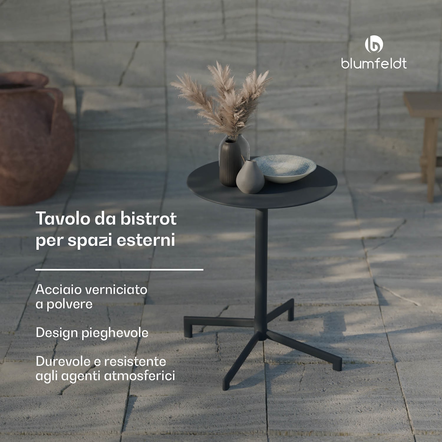 UrbanEdge - Tavolo da bistrot | Tavolino alto | 60 cm | Pieghevole | Verniciato a polvere | Resistente alle intemperie