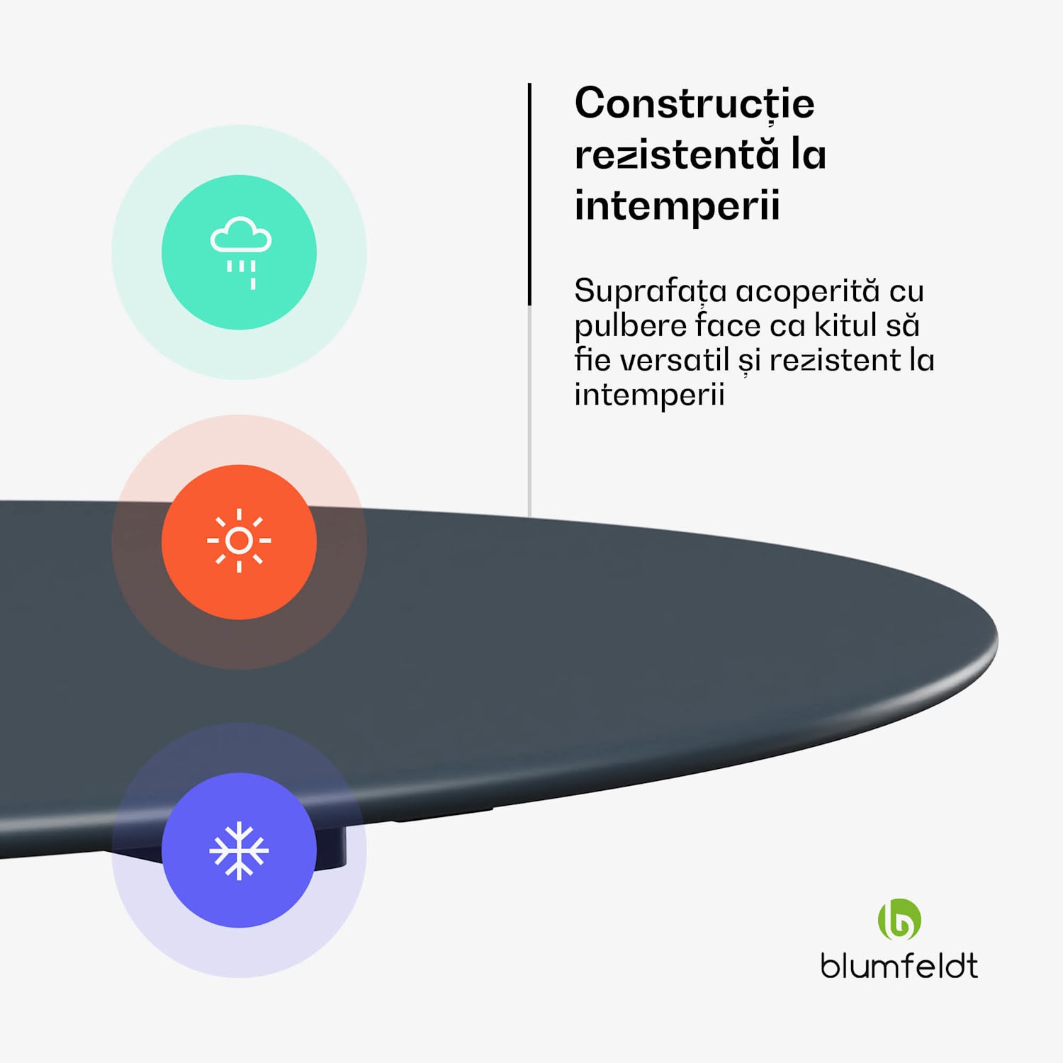 Masă de bistro UrbanEdge, masă de bar, 60 cm, pliabilă, acoperită cu pulbere, rezistentă la intemperii 