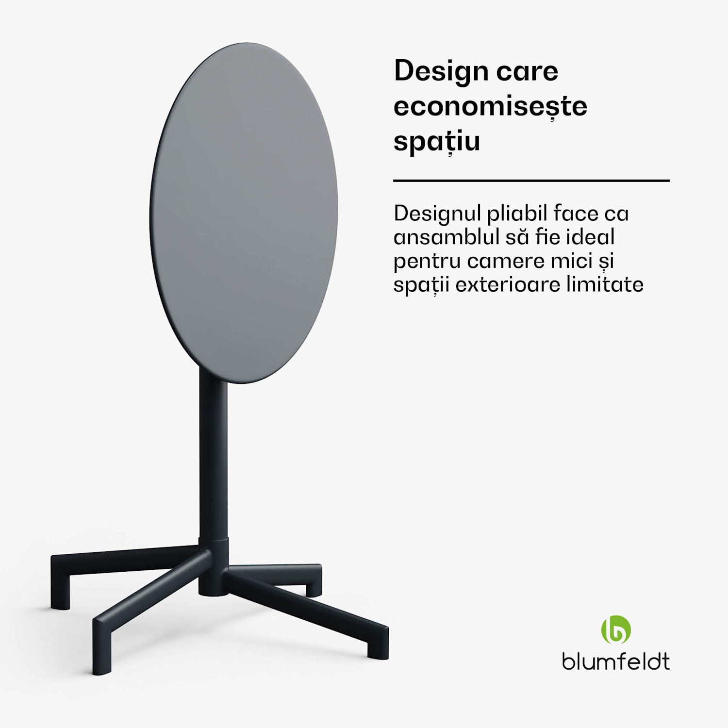 Masă de bistro UrbanEdge, masă de bar, 60 cm, pliabilă, acoperită cu pulbere, rezistentă la intemperii 