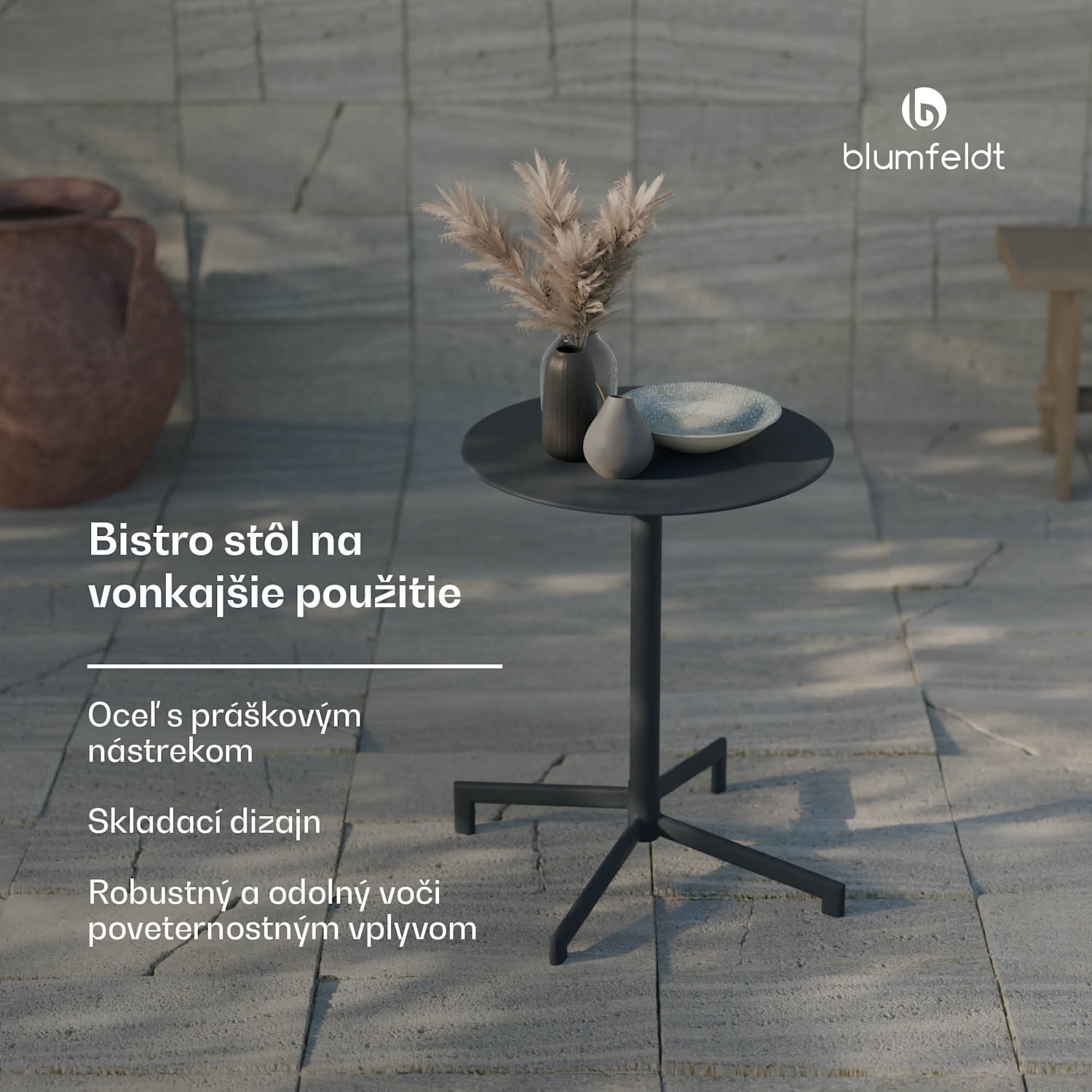 UrbanEdge bistro stôl, barový stôl, 60 cm, skladací, prášková farba, odolný voči poveternostným vplyvom 