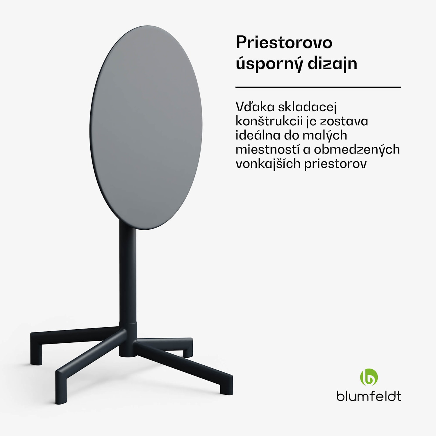 UrbanEdge bistro stôl, barový stôl, 60 cm, skladací, prášková farba, odolný voči poveternostným vplyvom 