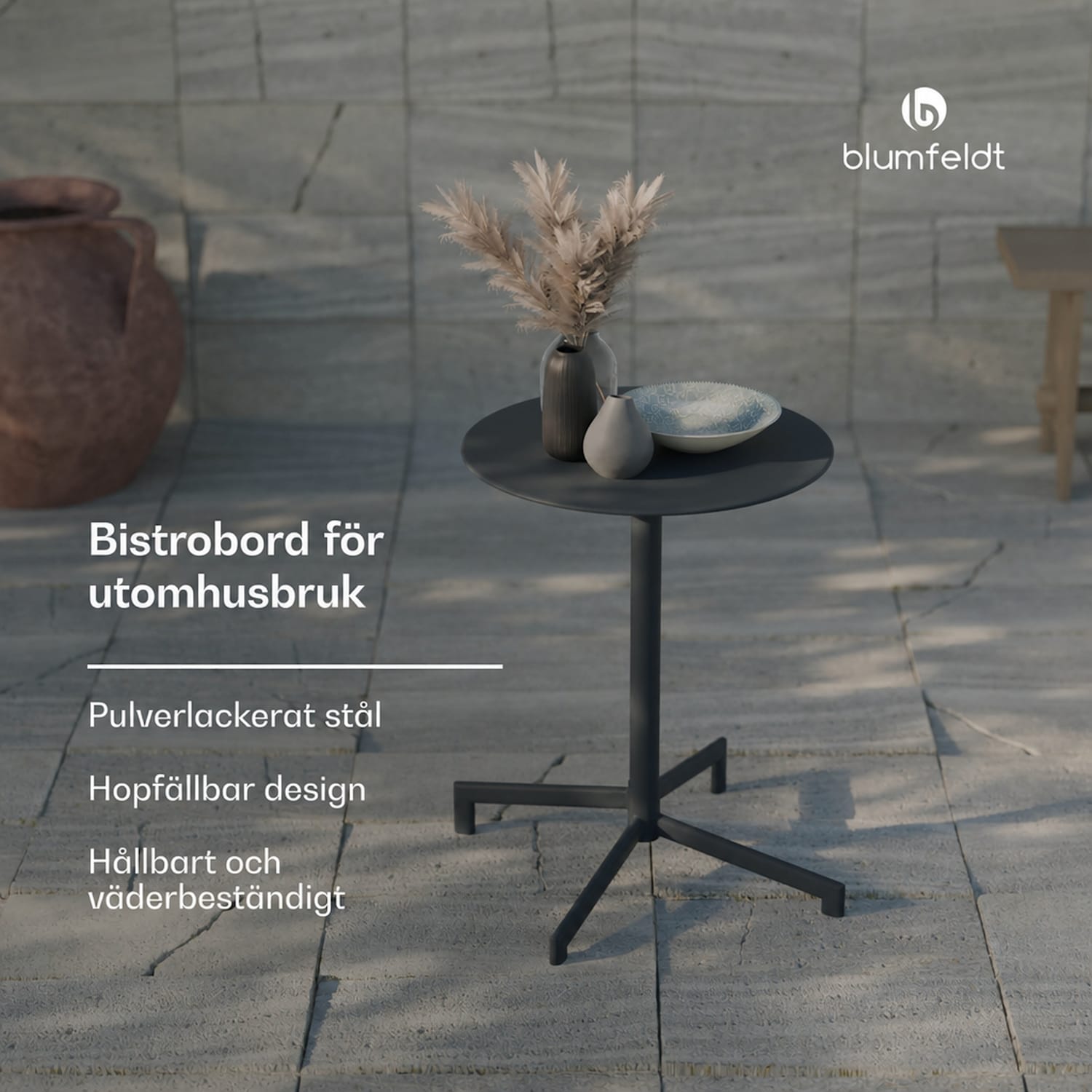 UrbanEdge bistrotbord | ståbord | 60 cm | hopfällbart | pulverlackerat | väderbeständigt 