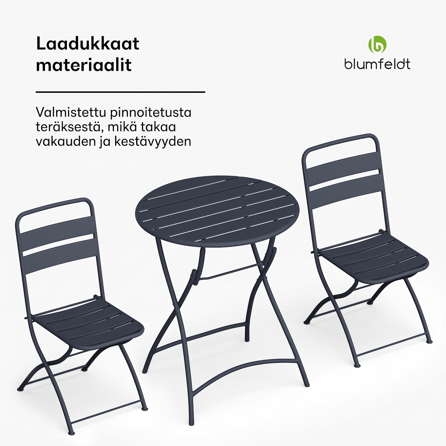 RetroChic puutarhasetti | 1 pöytä + 2 tuolia | 60 cm | taitettava | pinnoitettu | säänkestävä 