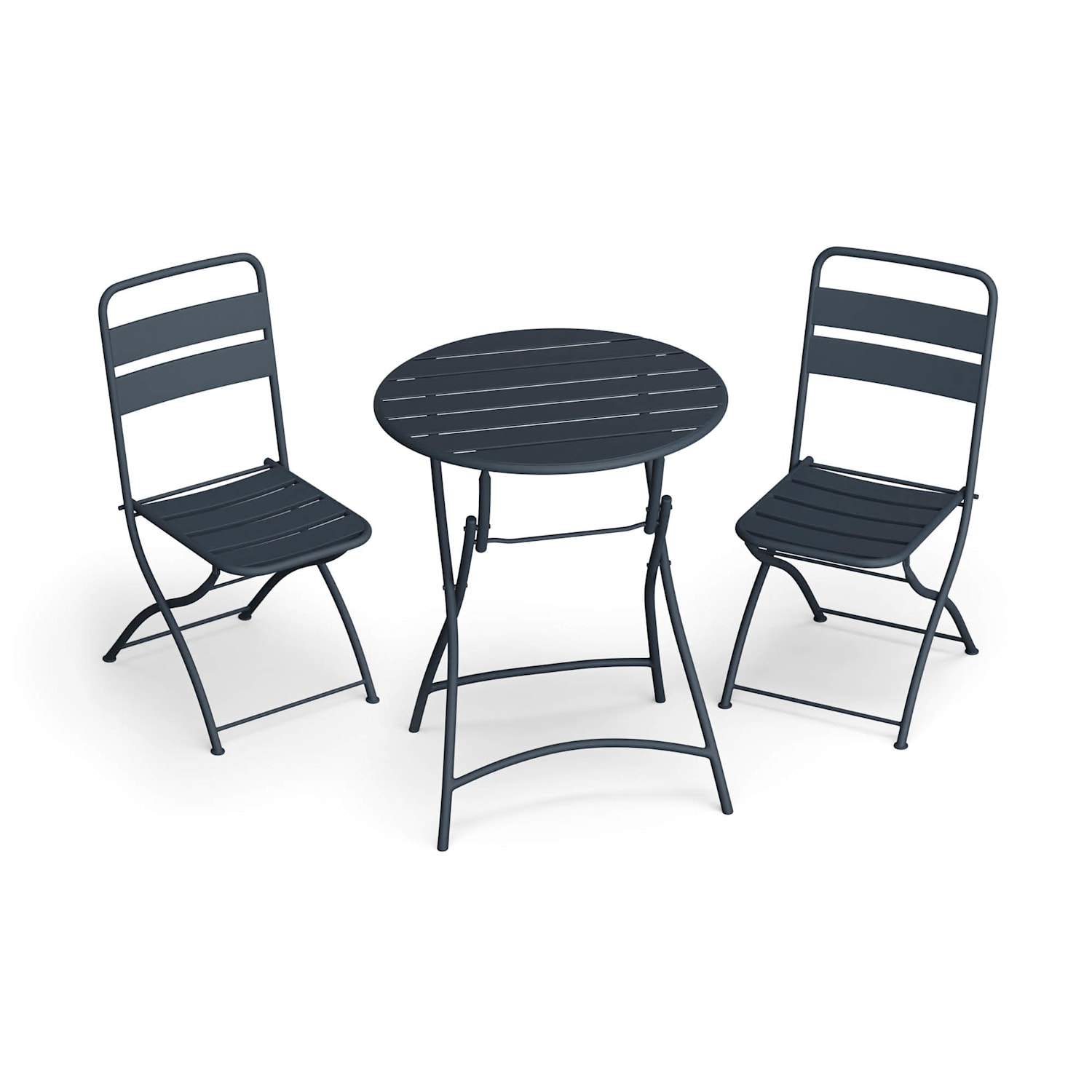 Set de jardin RetroChic | 1 table + 2 chaises | 60 cm | pliante | thermolaquée | résistant aux intempéries 