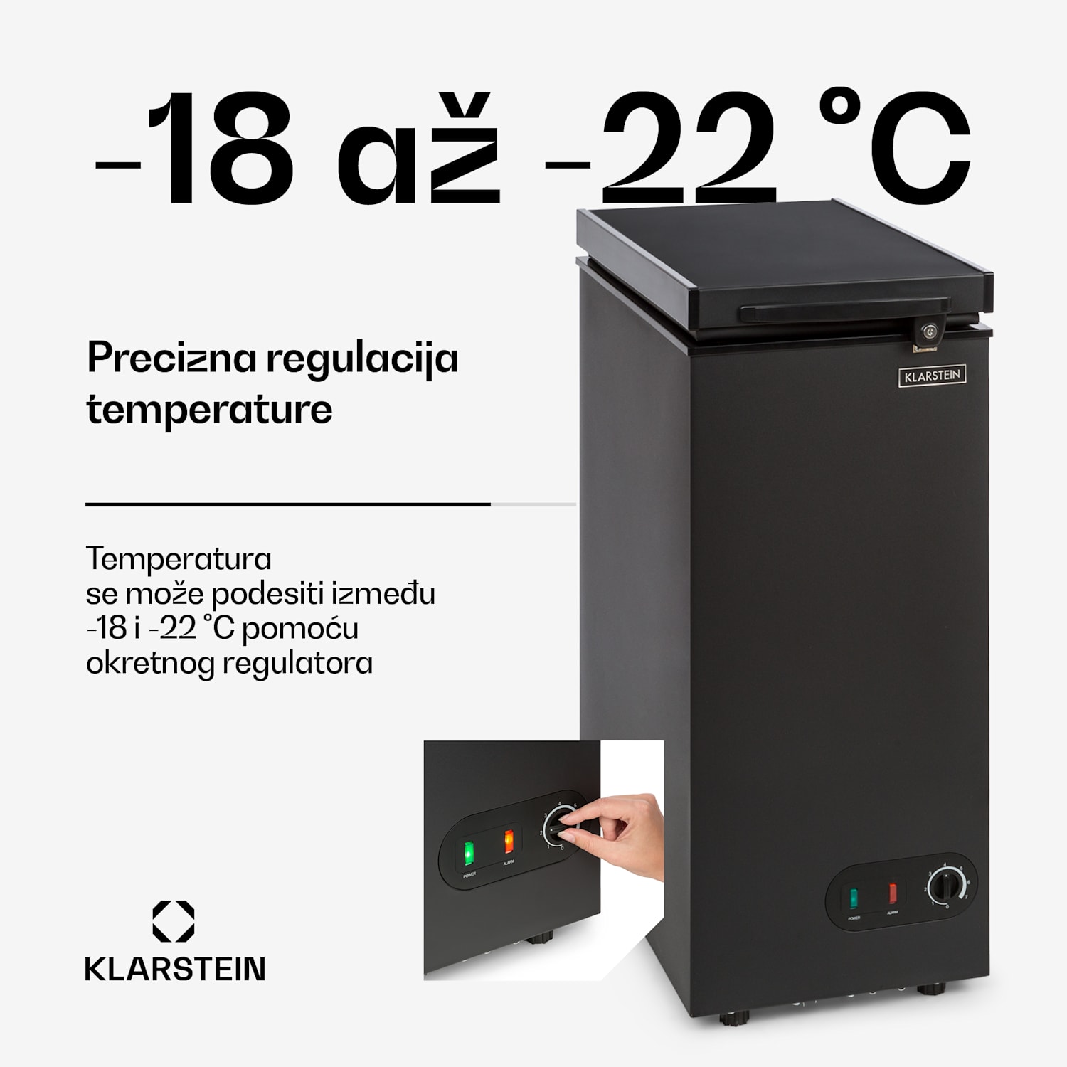 Iceblokk 51, škrinja zamrzivač, samostojeći, košara od 51 litara, mogućnost zaključavanja, energetska klasa F, crni 50 L | Crna