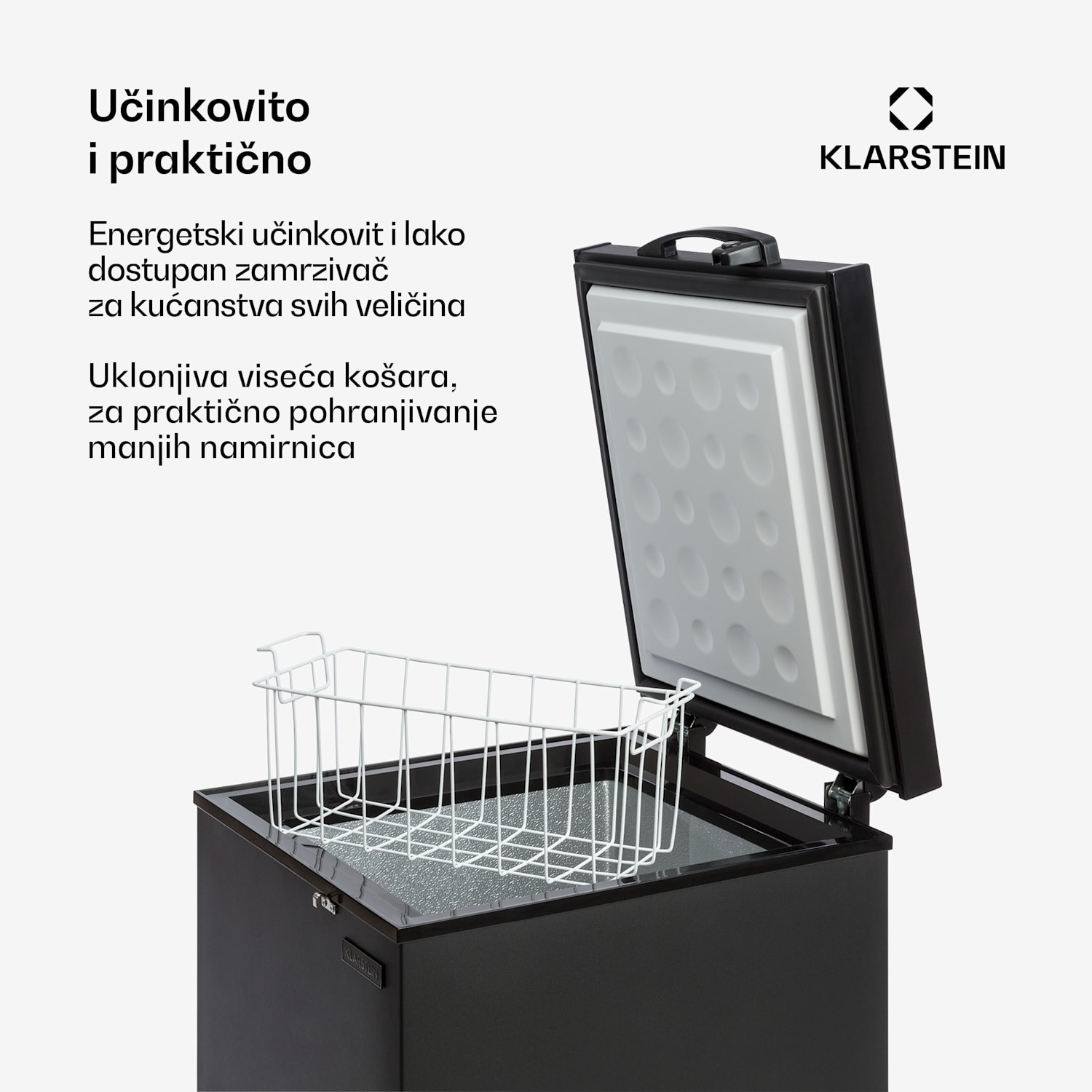 Iceblokk 80, škrinja zamrzivač, samostojeći, košara od 78 litara, mogućnost zaključavanja, energetska klasa F, crni 