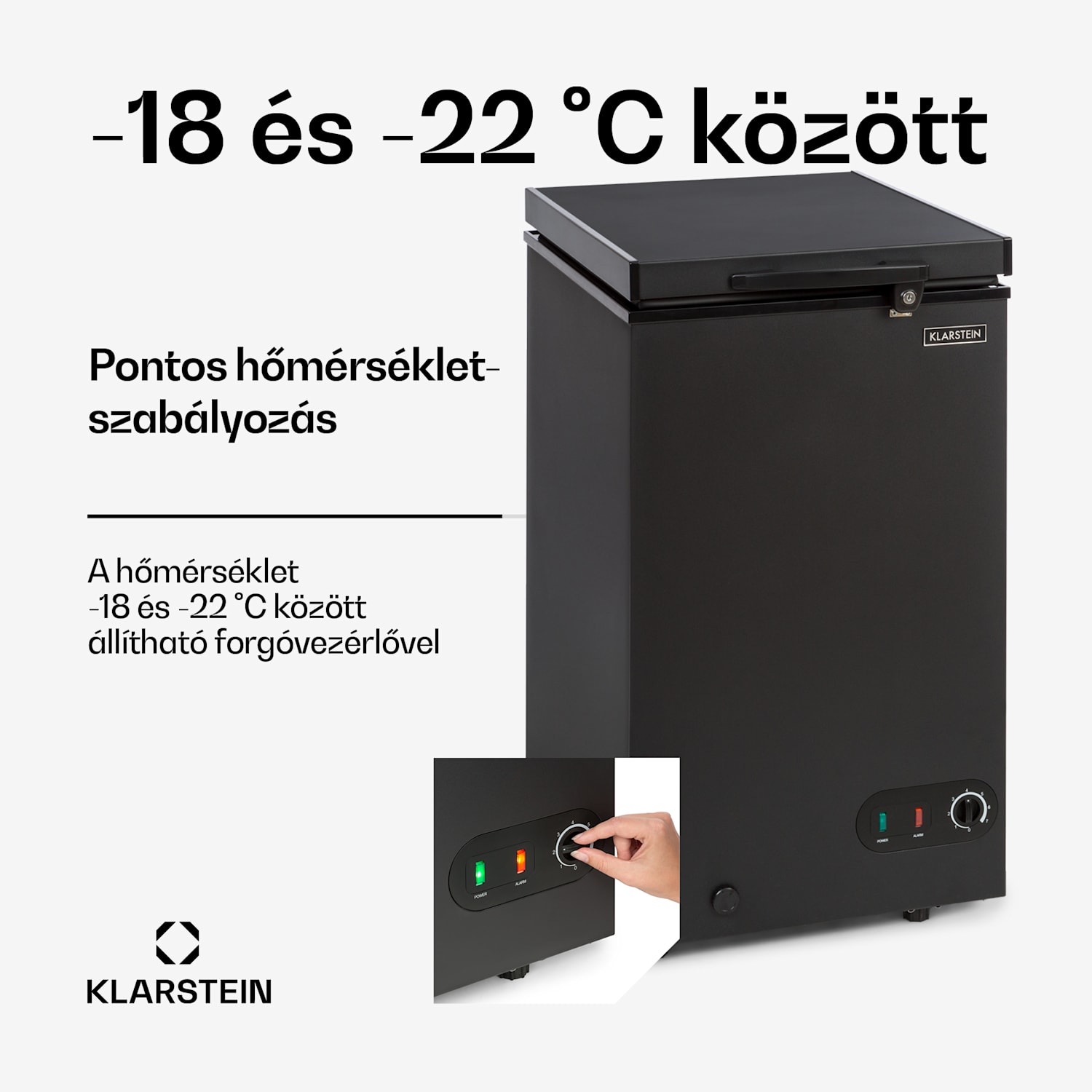 Iceblokk 80, fagyasztódoboz, szabadon álló, 78 l, zárható, E energiahatékonysági osztály, fekete 