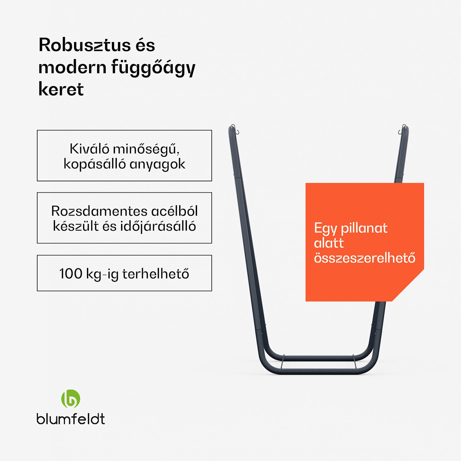 SwayStation Curve  függőágy keret, korrózióálló, időjárásálló, beltéri/kültéri felhasználás, 100 Kg-ig Curve