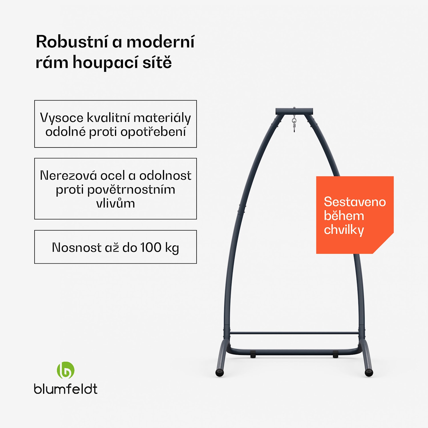 Rám houpací sítě SwayStation Balance, odolný proti korozi, odolný proti povětrnostním vlivům, vnitřní/venkovní prostor, do 100 Kg Arch
