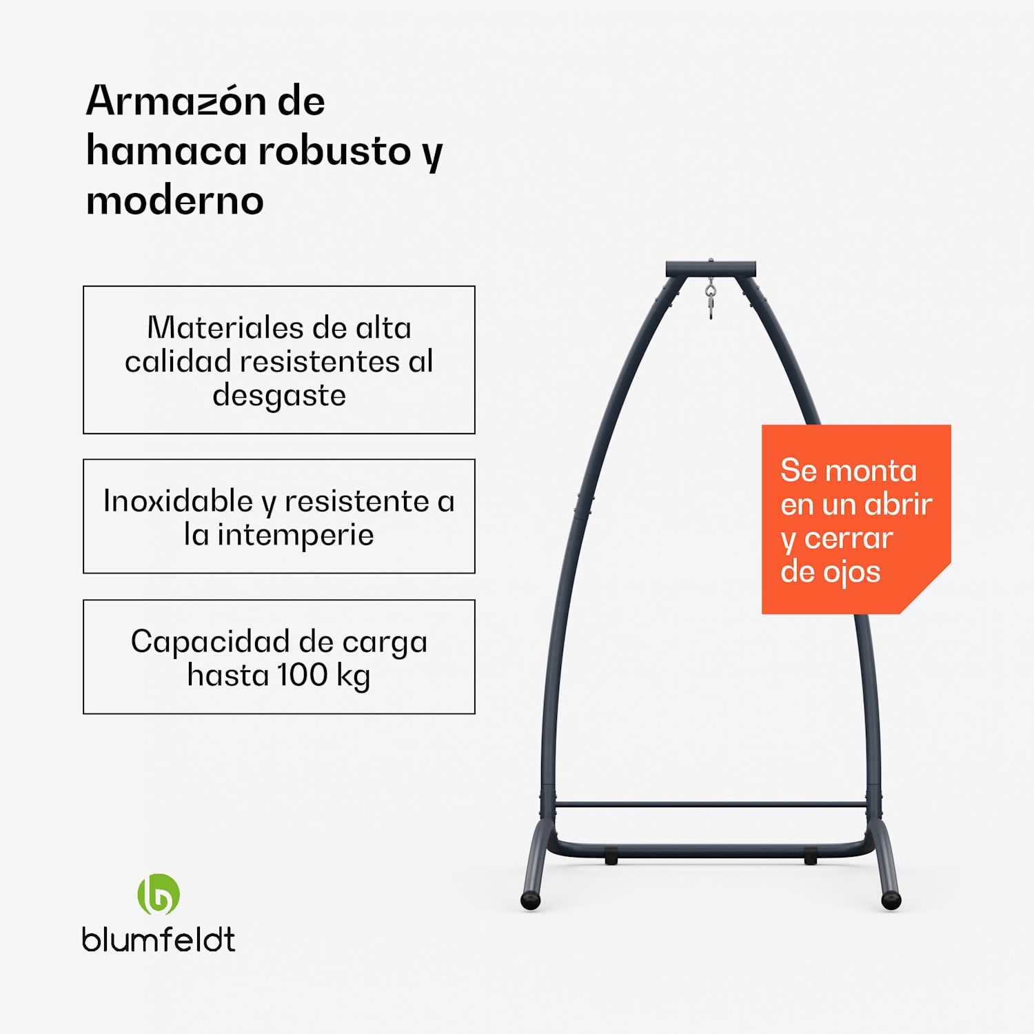 Estructura de hamaca SwayStation Arch | inoxidable | resistente a la intemperie | interior/exterior | hasta 100 Kg 