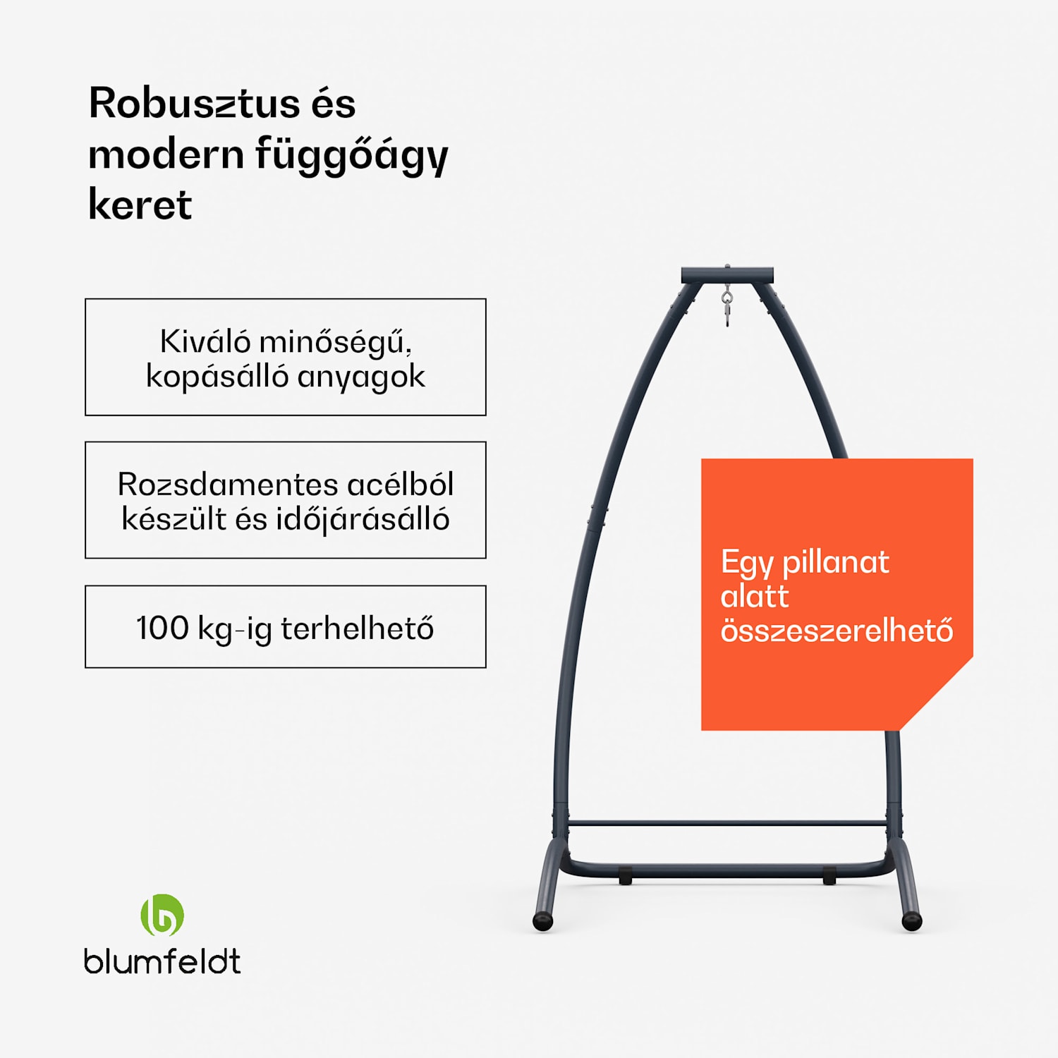 SwayStation Arch függőágy keret, korrózióálló, időjárásálló, beltéri/kültéri felhasználás, 100 Kg-ig Arch