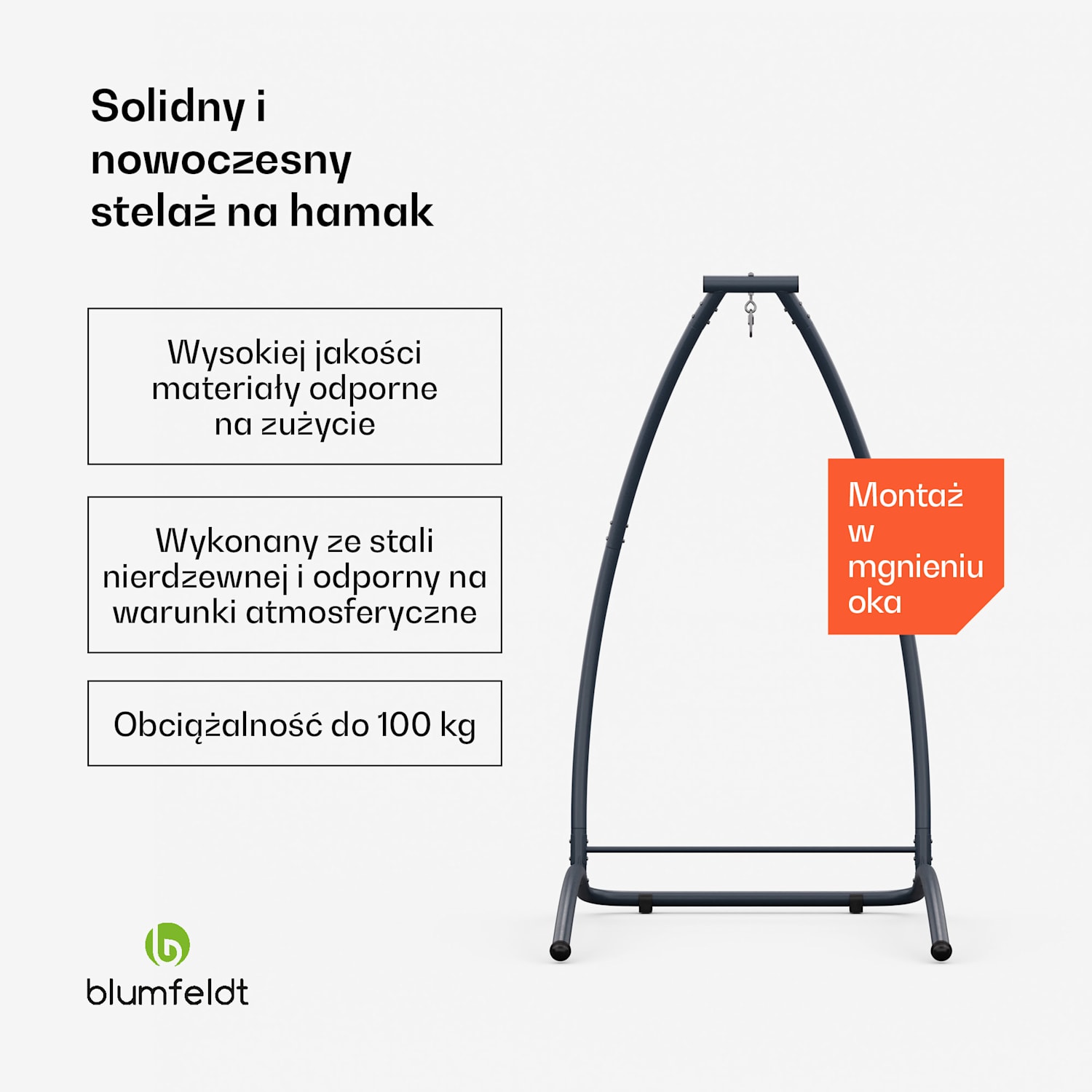 SwayStation Arch stelaż na hamak, odporny na korozję, odporny na warunki atmosferyczne, do użytku wewnątrz/na zewnątrz, do 100 Kg Arch