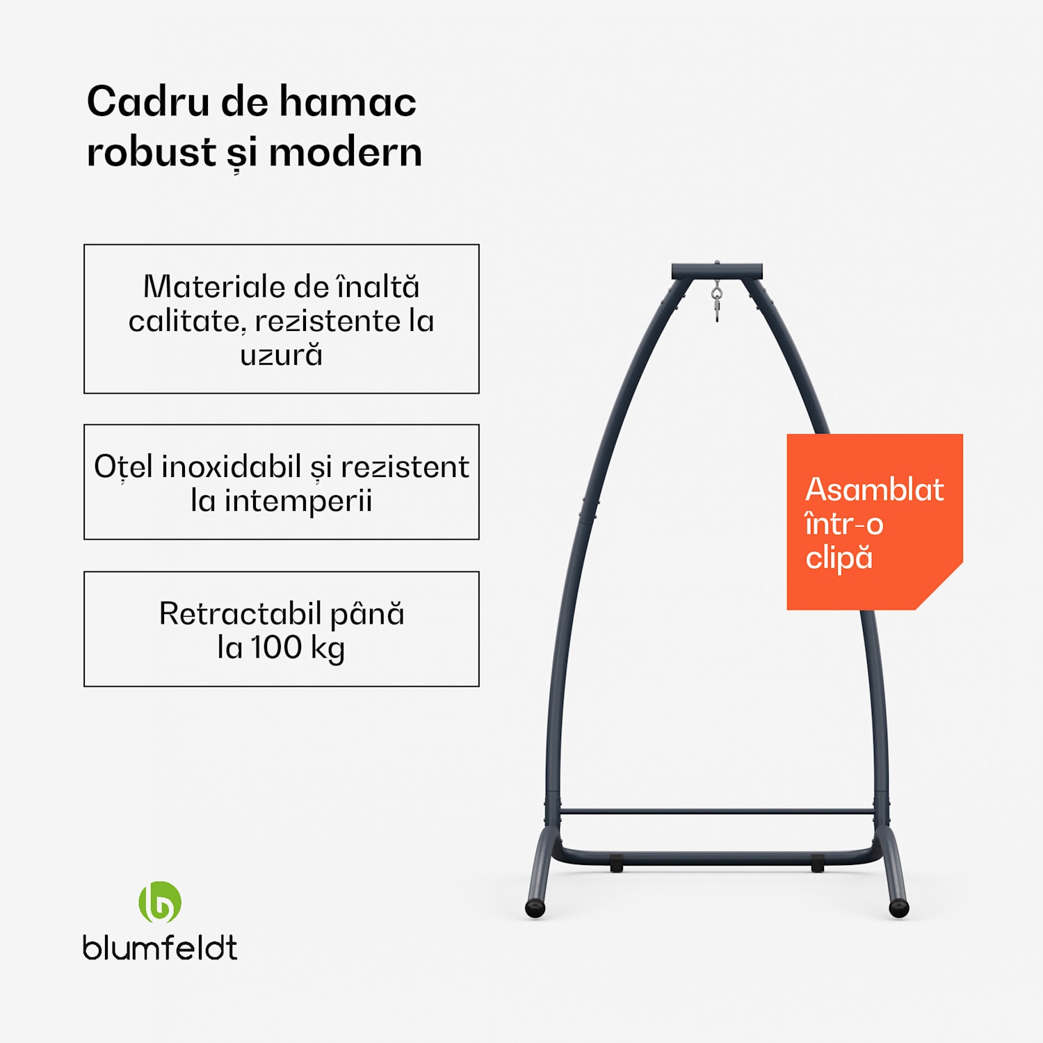 Cadru hamac SwayStation Arch| rezistent la coroziune, rezistent la intemperii, spațiu interior/exterior, până la 100 Kg Arch