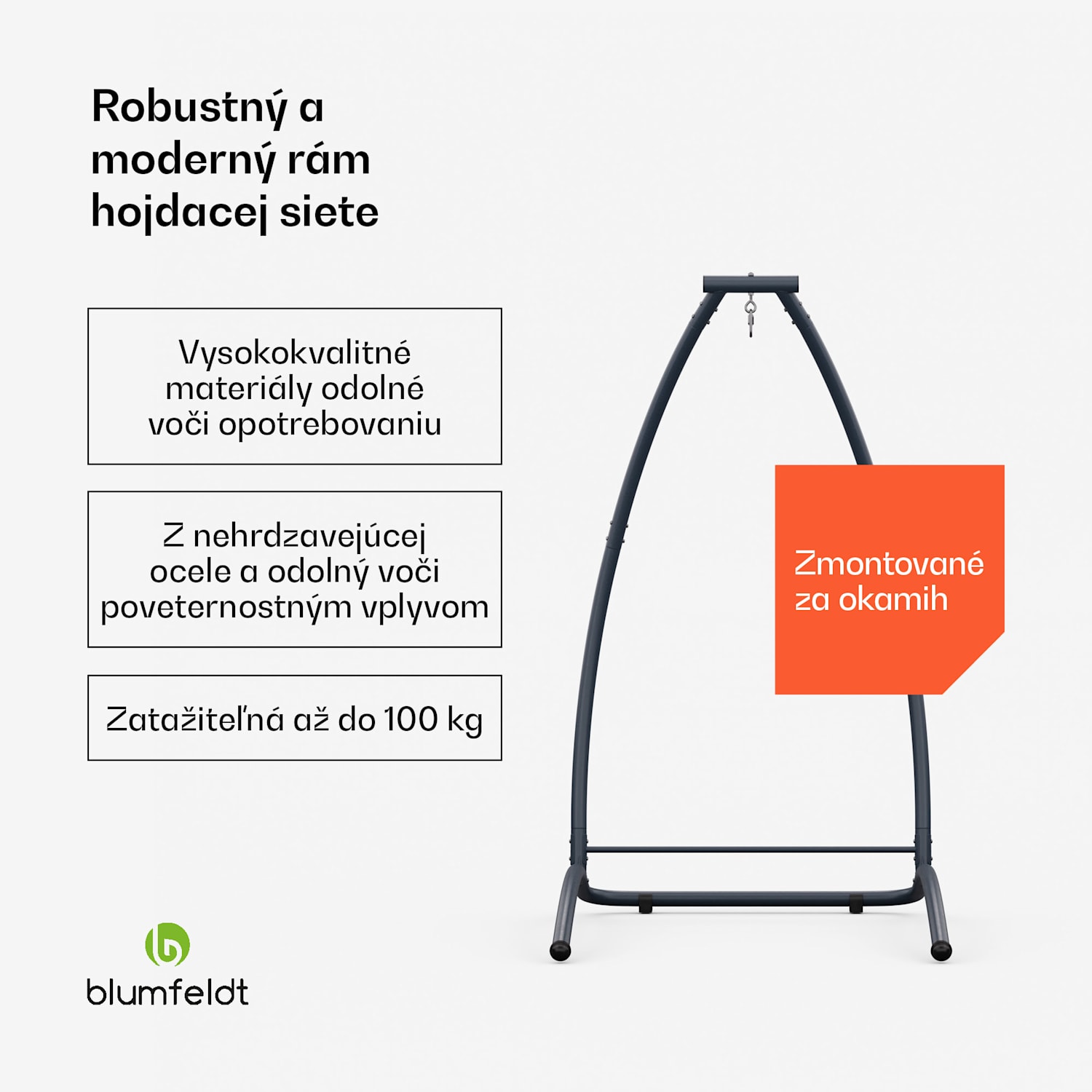 SwayStation Arch rám hojdacej siete, odolný proti korózii, odolný proti poveternostným vplyvom, vnútorný/ vonkajší priestor, do 100 Kg Arch