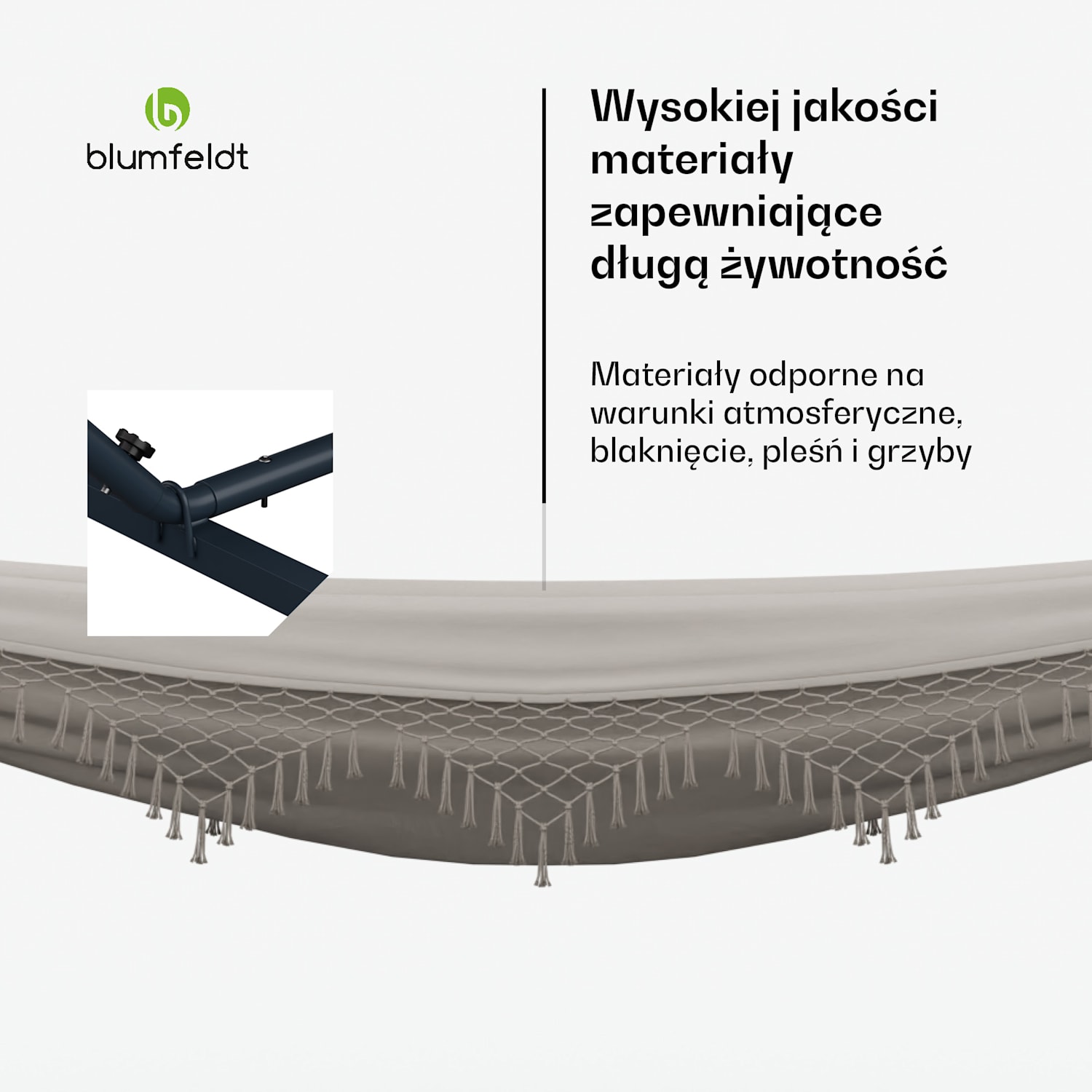 SwayStation Boho hamak, 320 x 116 cm, odporny na warunki atmosferyczne, odporny na korozję 320 cm | Kremowy