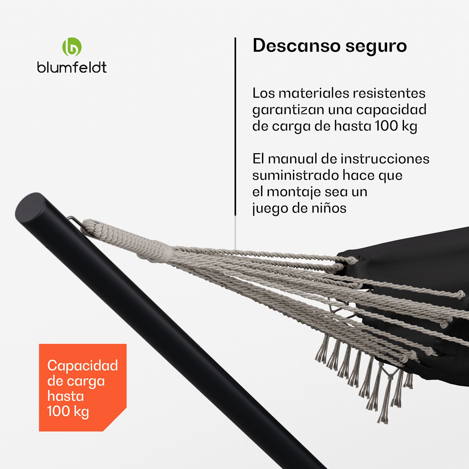 Hamaca SwayStation Boho | 320 x 116 cm | resistente a la intemperie | inoxidable 320 cm | Gris Oscuro