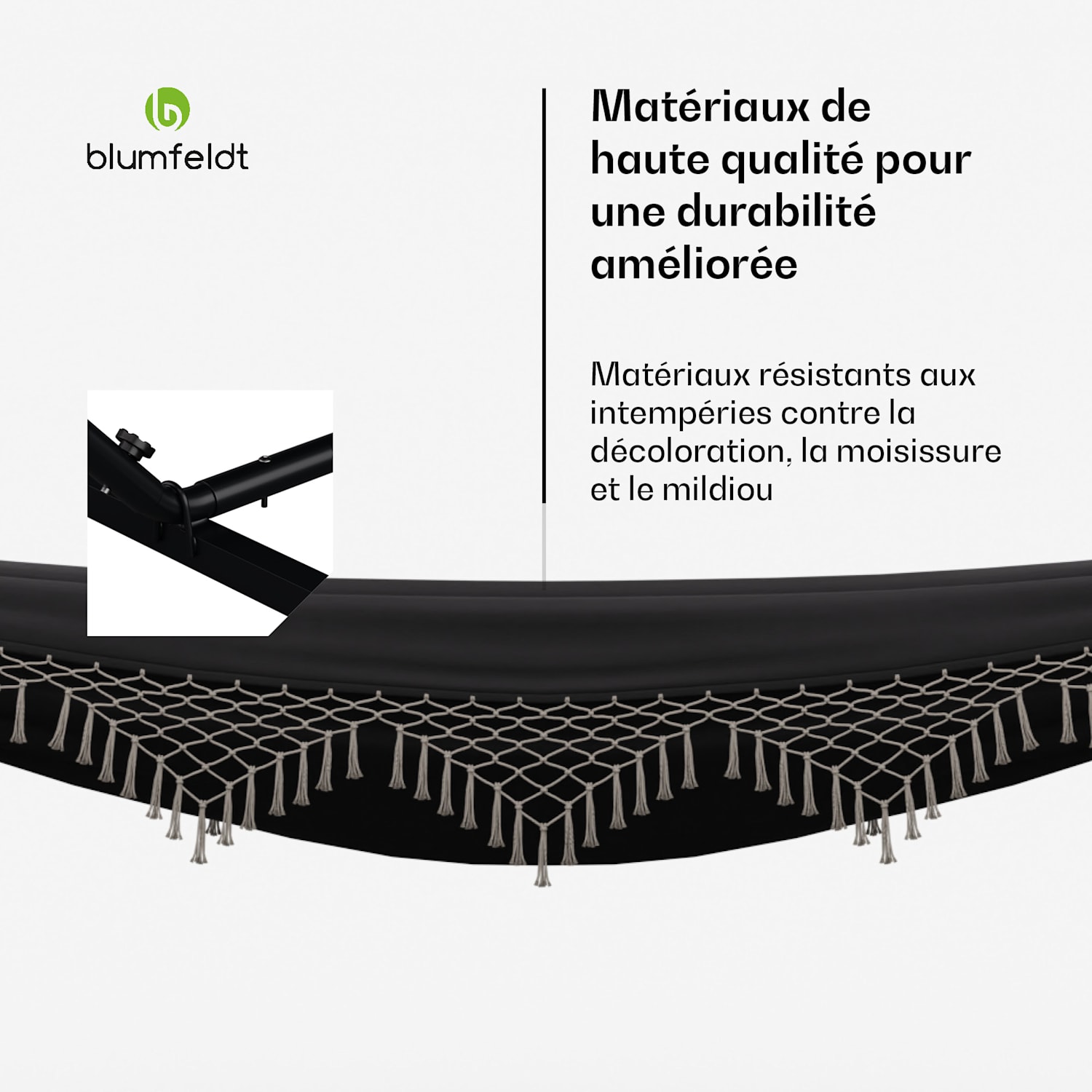 Hamac SwayStation Boho | 320 x 116 cm | résistant aux intempéries | inoxydable 320 cm | Gris Foncé