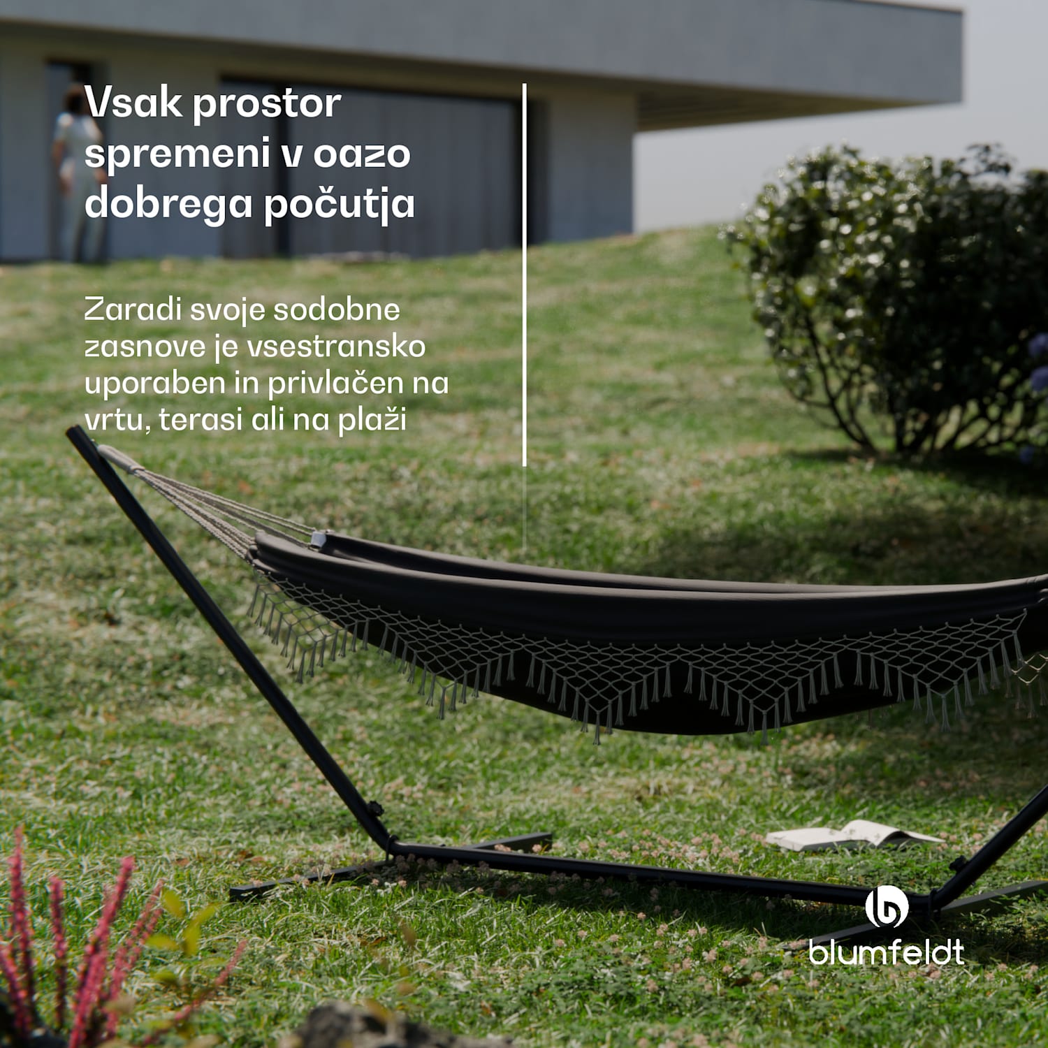 SwayStation Boho viseča mreža, 320 x 116 cm, odporna na vremenske vplive, odporna na rjo 320 cm | Temno siva