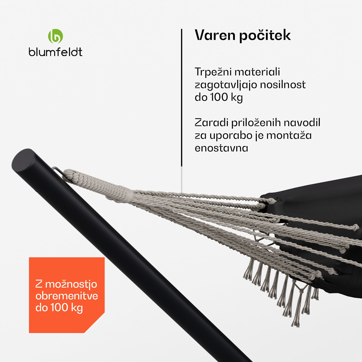 SwayStation Boho viseča mreža, 320 x 116 cm, odporna na vremenske vplive, odporna na rjo 320 cm | Temno siva