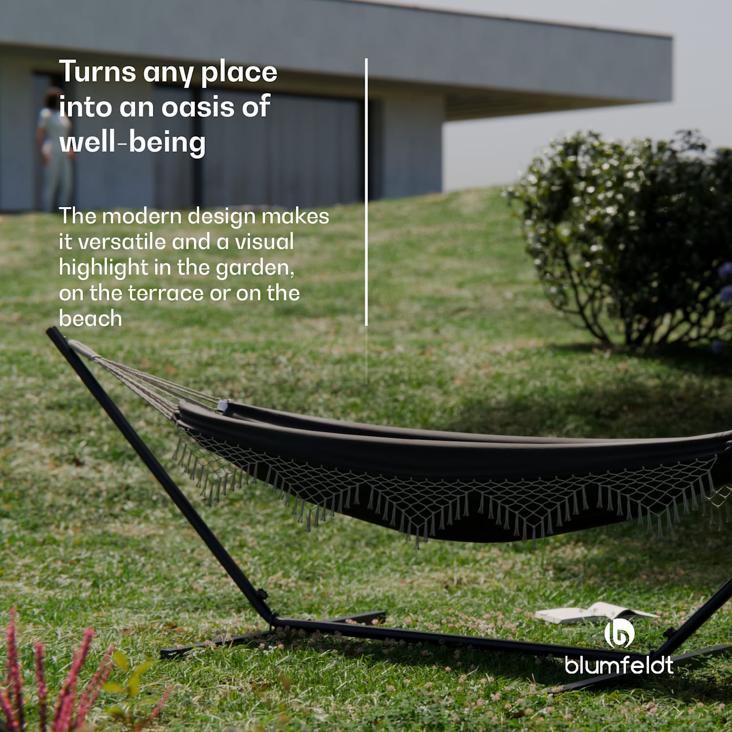 SwayStation Boho riippumatto | 320 x 116 cm | säänkestävä | ruosteenkestävä 320 cm | Tummanharmaa