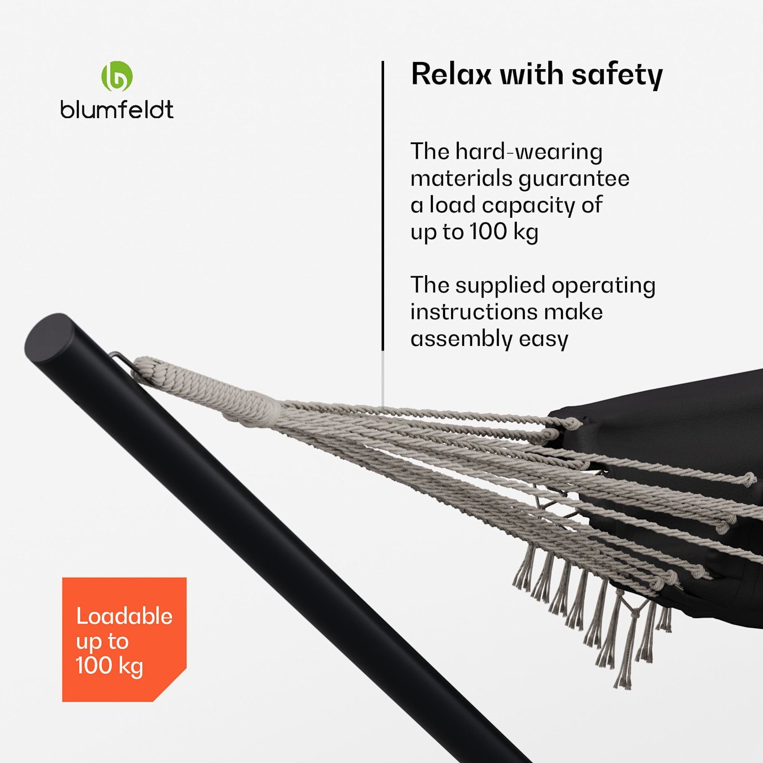 SwayStation Boho riippumatto | 320 x 116 cm | säänkestävä | ruosteenkestävä 320 cm | Tummanharmaa