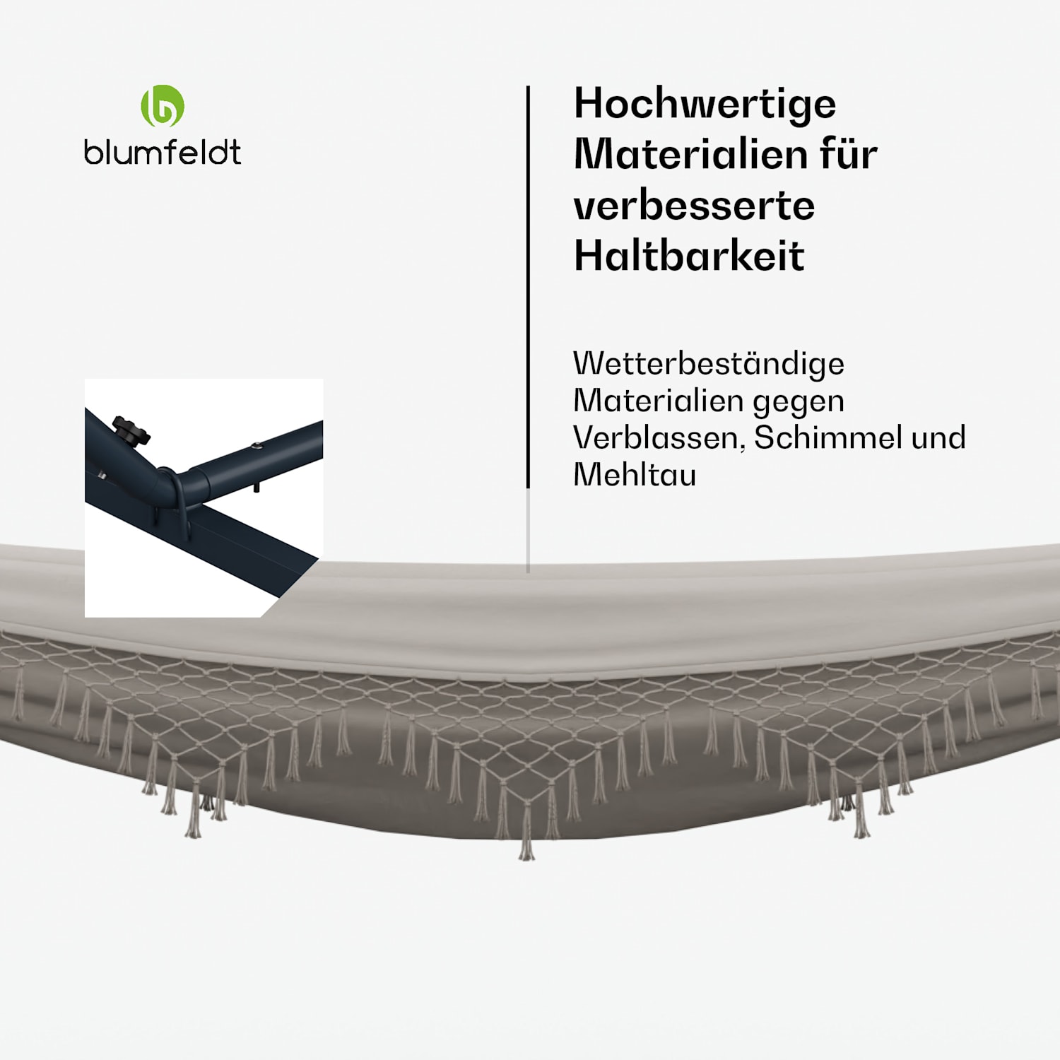 Hängematte SwayStation Boho | 400 x 116 cm | wetterfest | rostfrei 400 cm | Creme