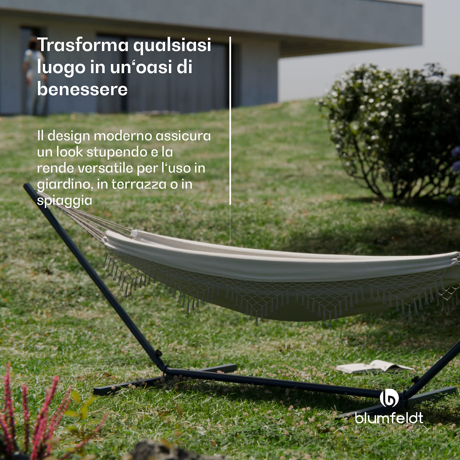 SwayStation Boho - Amaca | 400 x 116 cm | Resistente alle intemperie | Antiruggine 400 cm | Crema