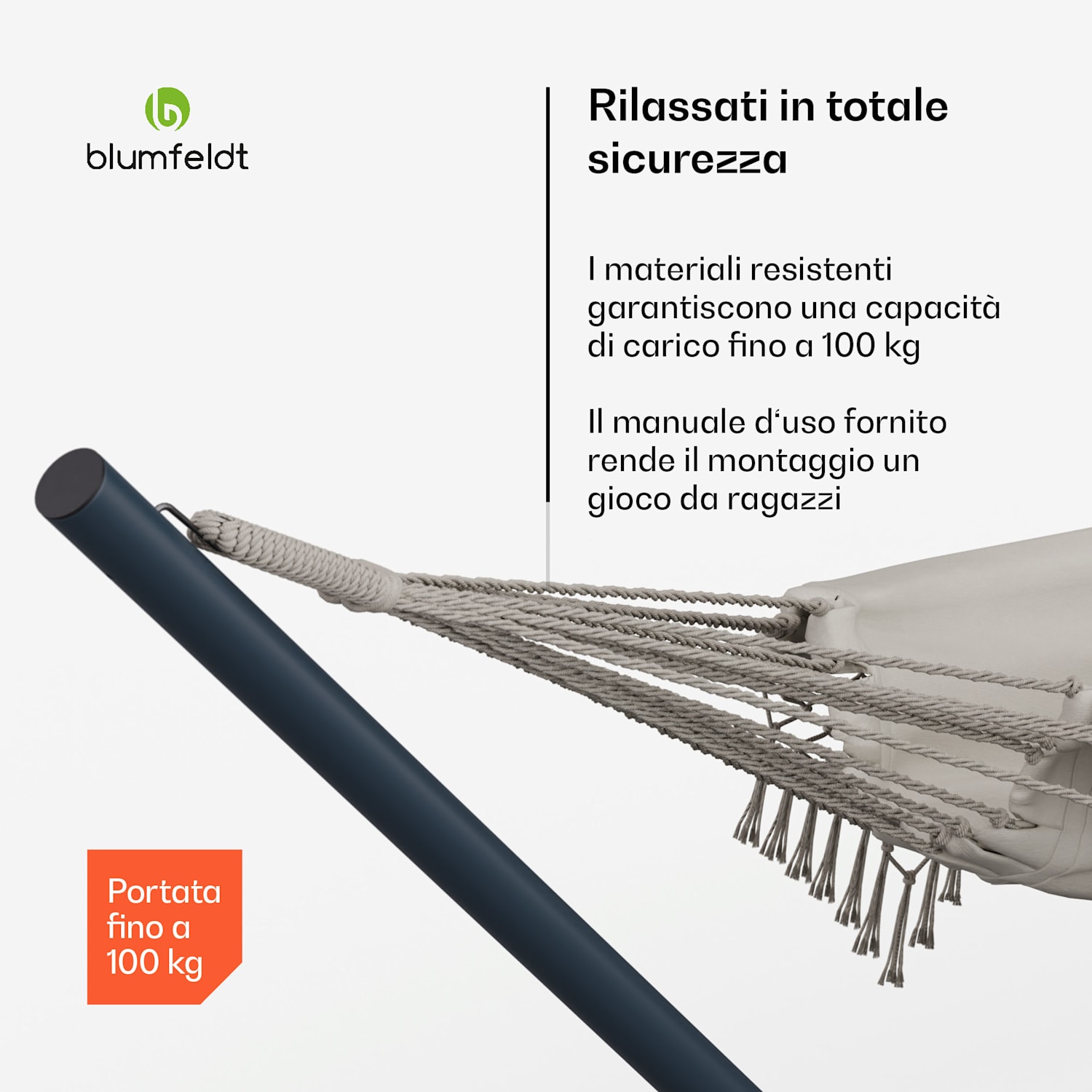 SwayStation Boho - Amaca | 400 x 116 cm | Resistente alle intemperie | Antiruggine 400 cm | Crema