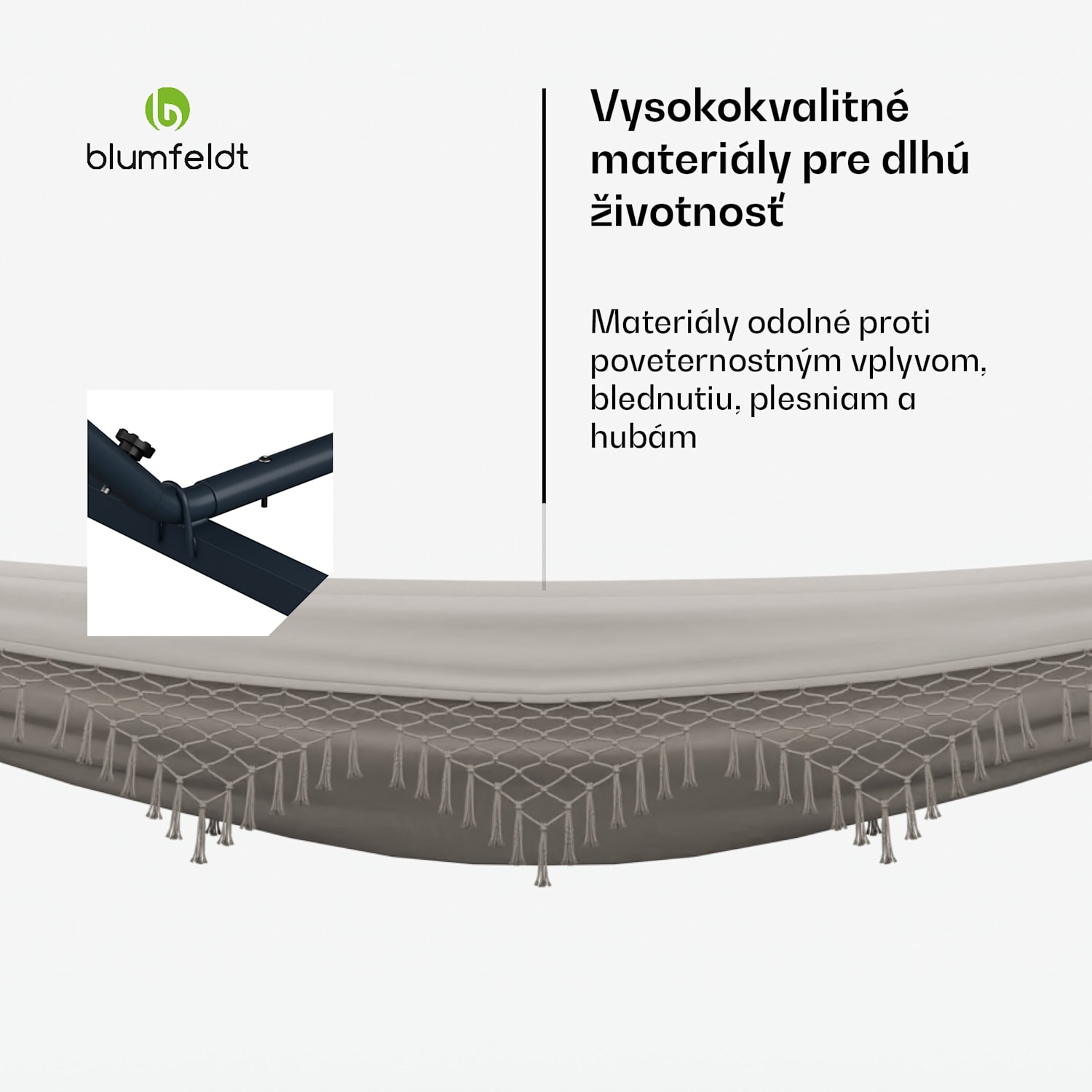 SwayStation Boho hojdacia sieť, 400 x 116 cm, odolná proti poveternostným vplyvom, odolná proti hrdzi 400 cm | Krémová