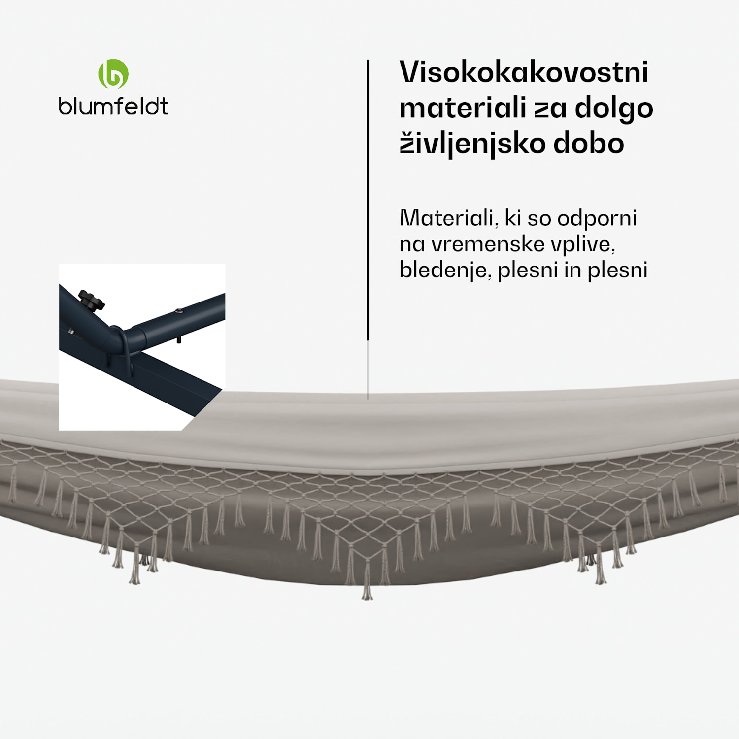 SwayStation Boho viseča mreža, 400 x 116 cm, odporna na vremenske vplive, odporna na rjo 400 cm | Krem