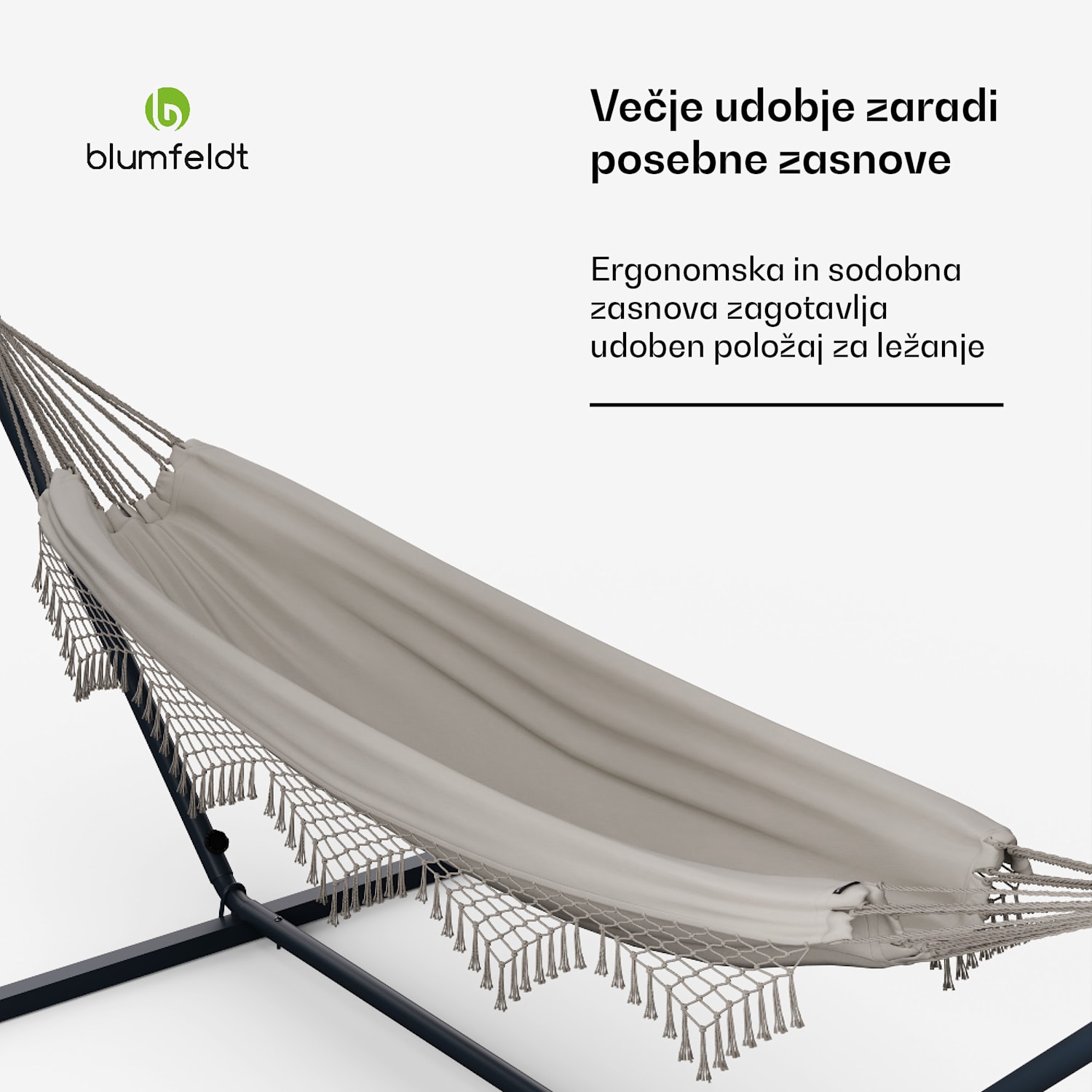 SwayStation Boho viseča mreža, 400 x 116 cm, odporna na vremenske vplive, odporna na rjo 400 cm | Krem