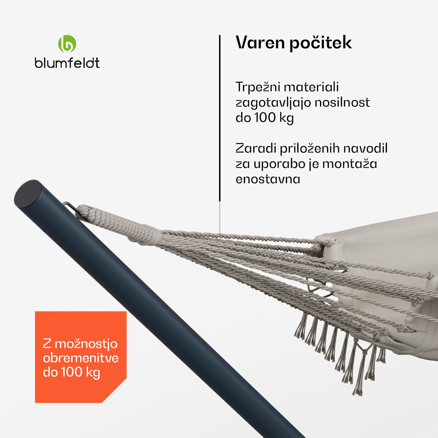 SwayStation Boho viseča mreža, 400 x 116 cm, odporna na vremenske vplive, odporna na rjo 400 cm | Krem