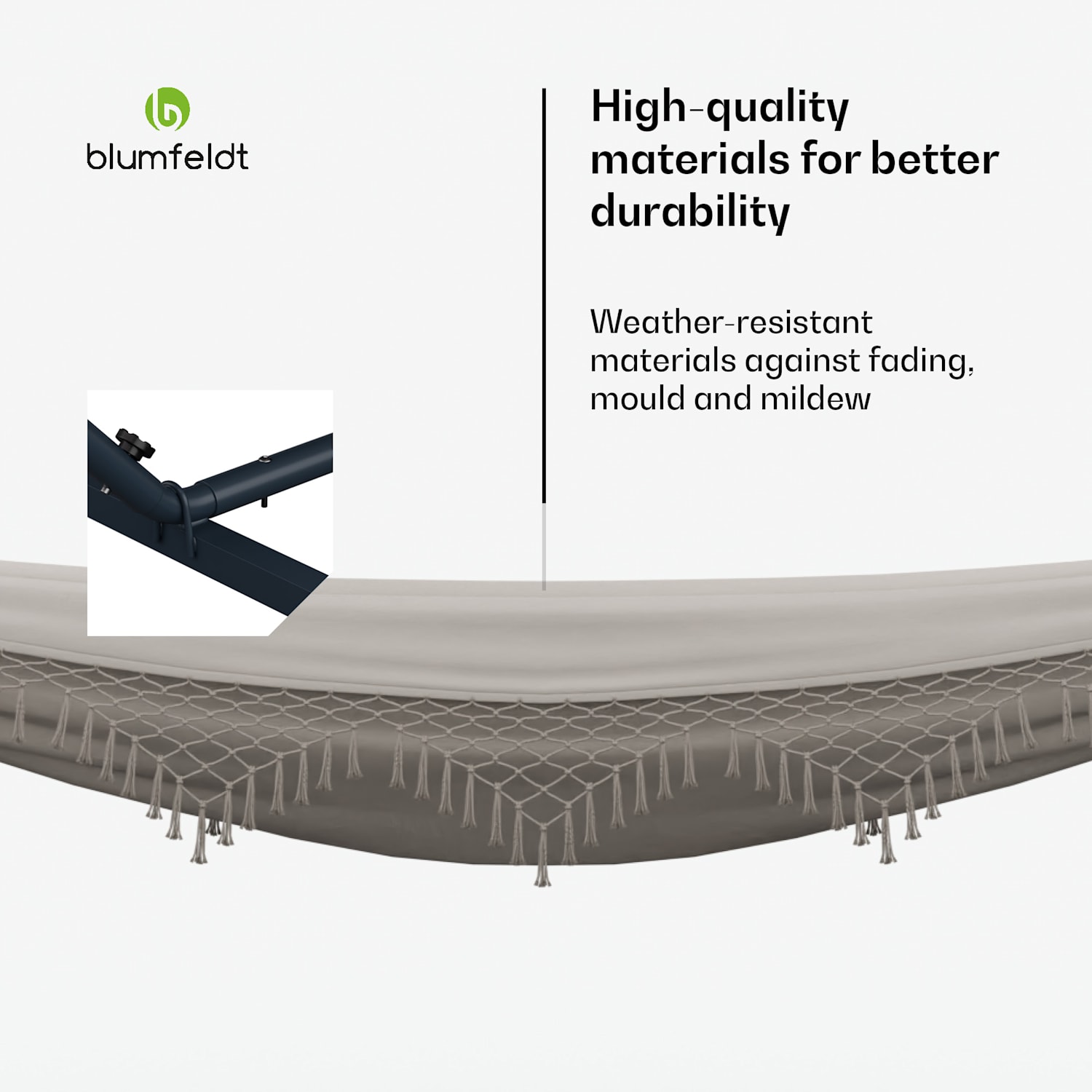 SwayStation Boho riippumatto | 400 x 116 cm | säänkestävä | ruosteenkestävä 400 cm | Kermanvärinen