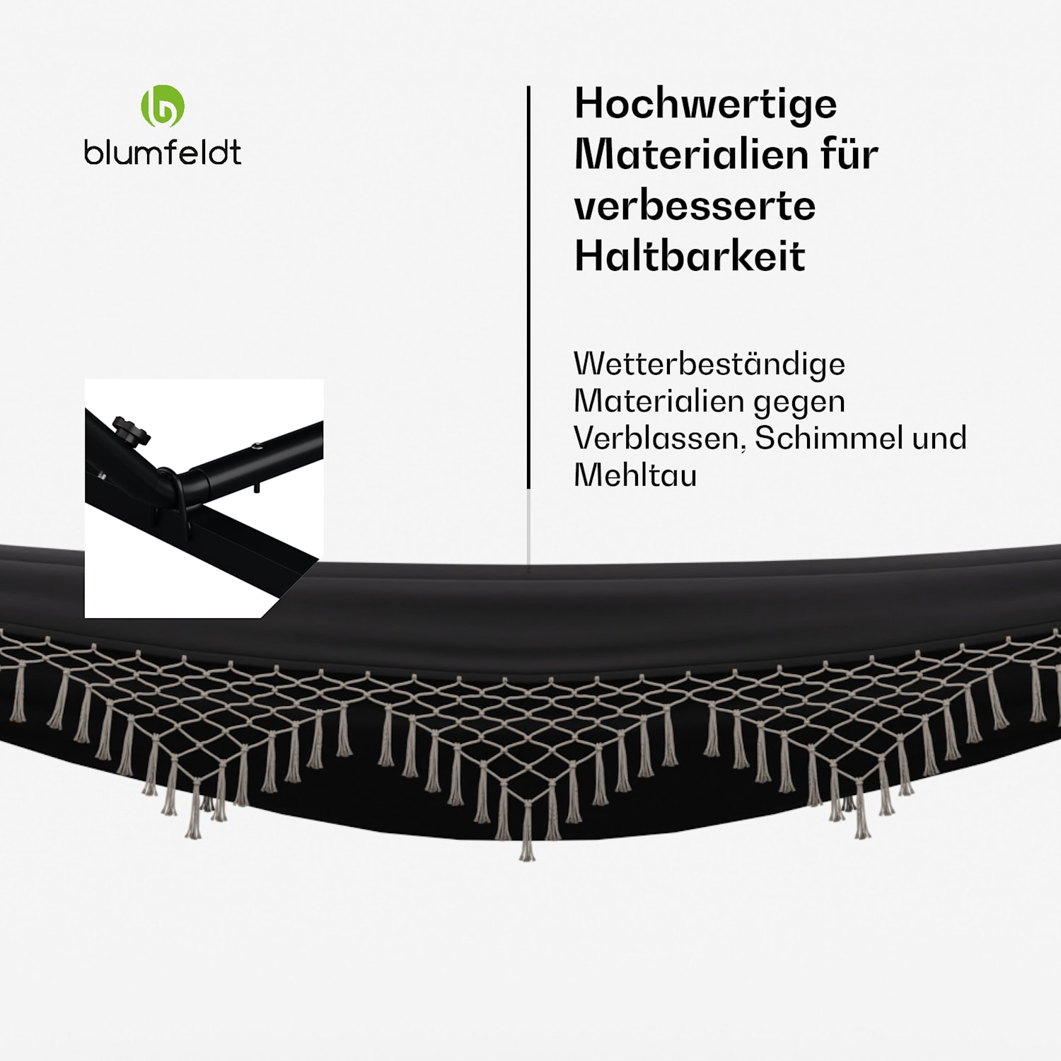 Hängematte SwayStation Boho | 400 x 116 cm | wetterfest | rostfrei 400 cm | Dunkelgrau