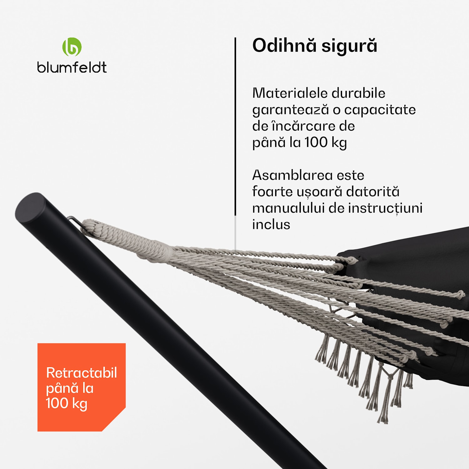 Hamac SwayStation Boho, 400 x 116 cm, rezistent la intemperii, rezistent la rugină 400 cm | Gri închis