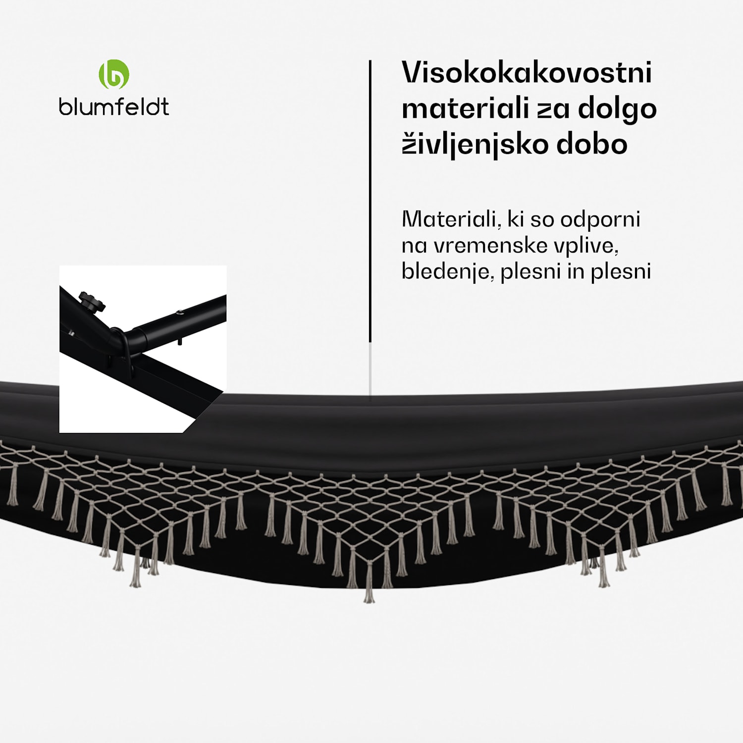 SwayStation Boho viseča mreža, 400 x 116 cm, odporna na vremenske vplive, odporna na rjo 400 cm | Temno siva