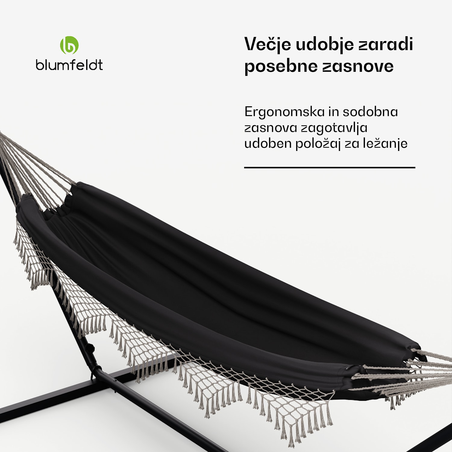 SwayStation Boho viseča mreža, 400 x 116 cm, odporna na vremenske vplive, odporna na rjo 400 cm | Temno siva