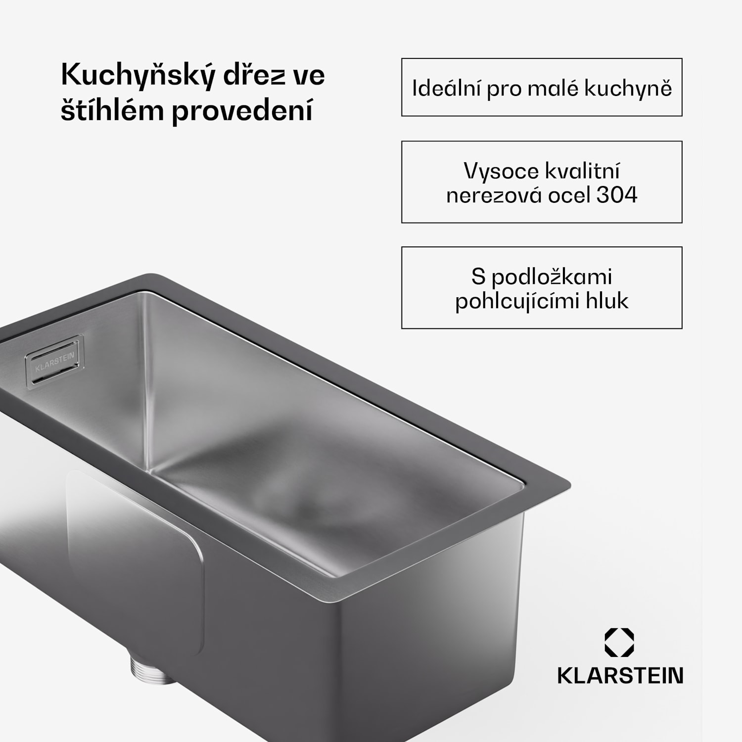 TitanSteel Kuchyňský dřez 45 x 23 cm (DxŠ) s povrchem odolný vůči rzi, poškrábání a teplu 18 x 40 cm | Nerezová ocel