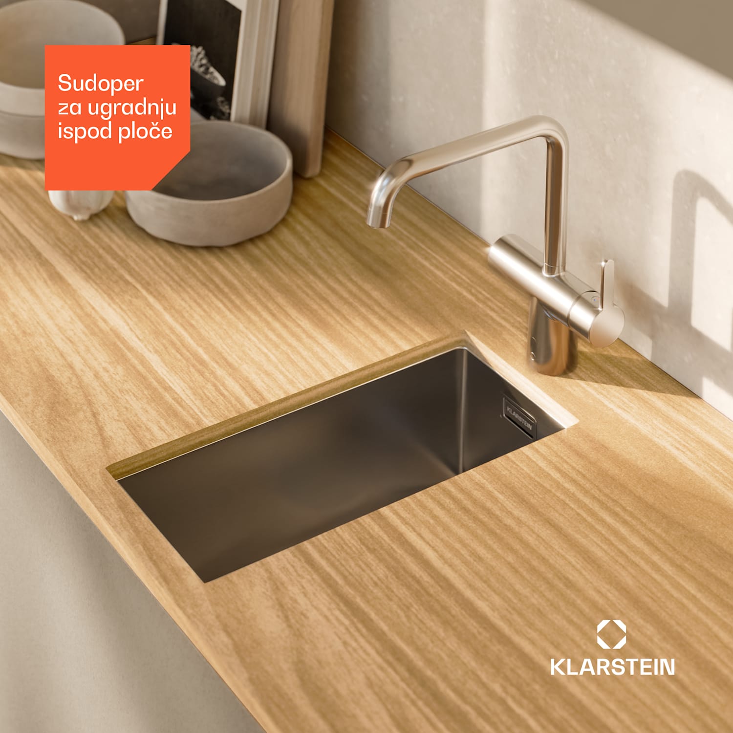 TitanSteel kuhinjski sudoper 45 x 23 cm (DxŠ) s površinom otpornom na hrđu, ogrebotine i toplinu 18 x 40 cm | Nehrđajući čelik