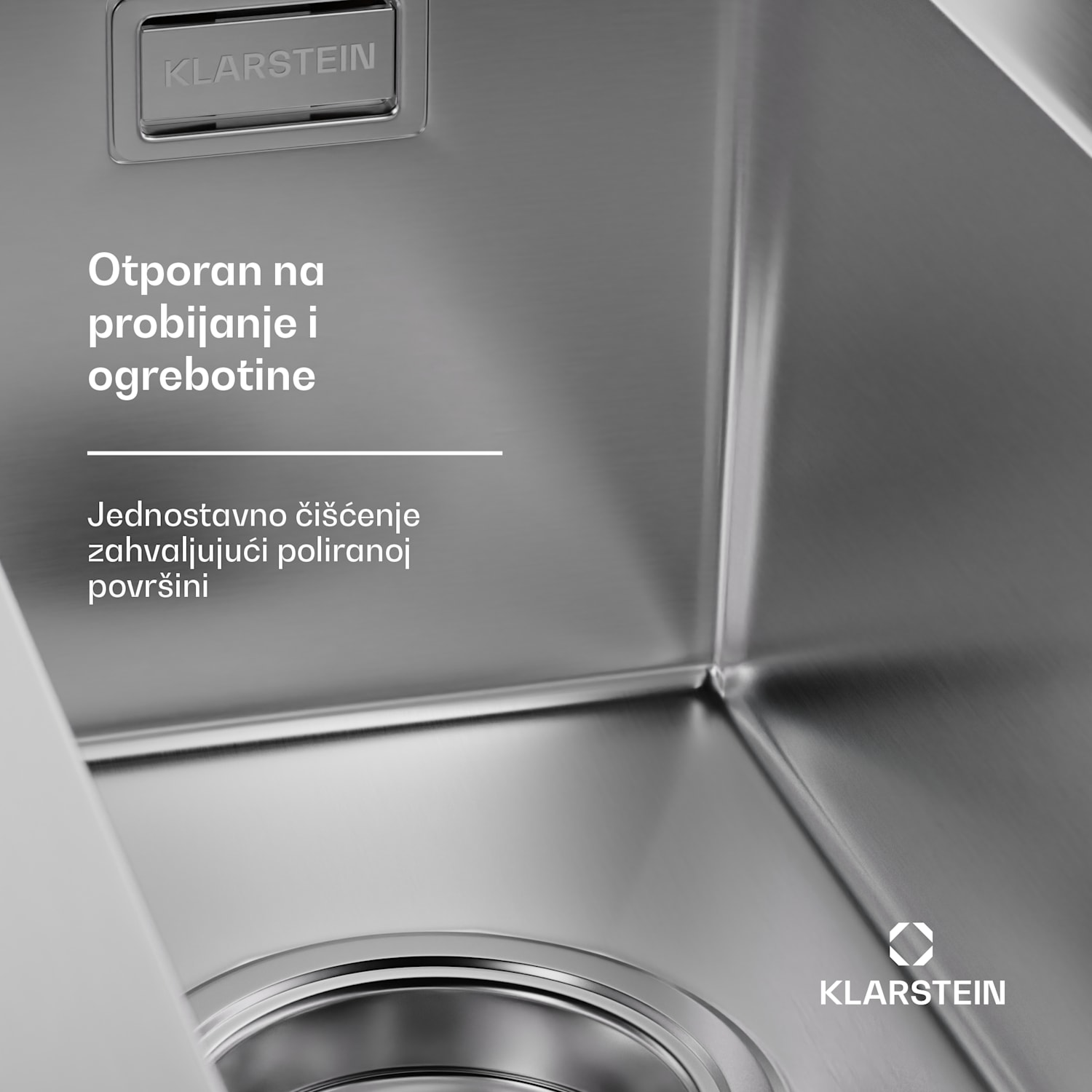 TitanSteel kuhinjski sudoper 45 x 23 cm (DxŠ) s površinom otpornom na hrđu, ogrebotine i toplinu 18 x 40 cm | Nehrđajući čelik