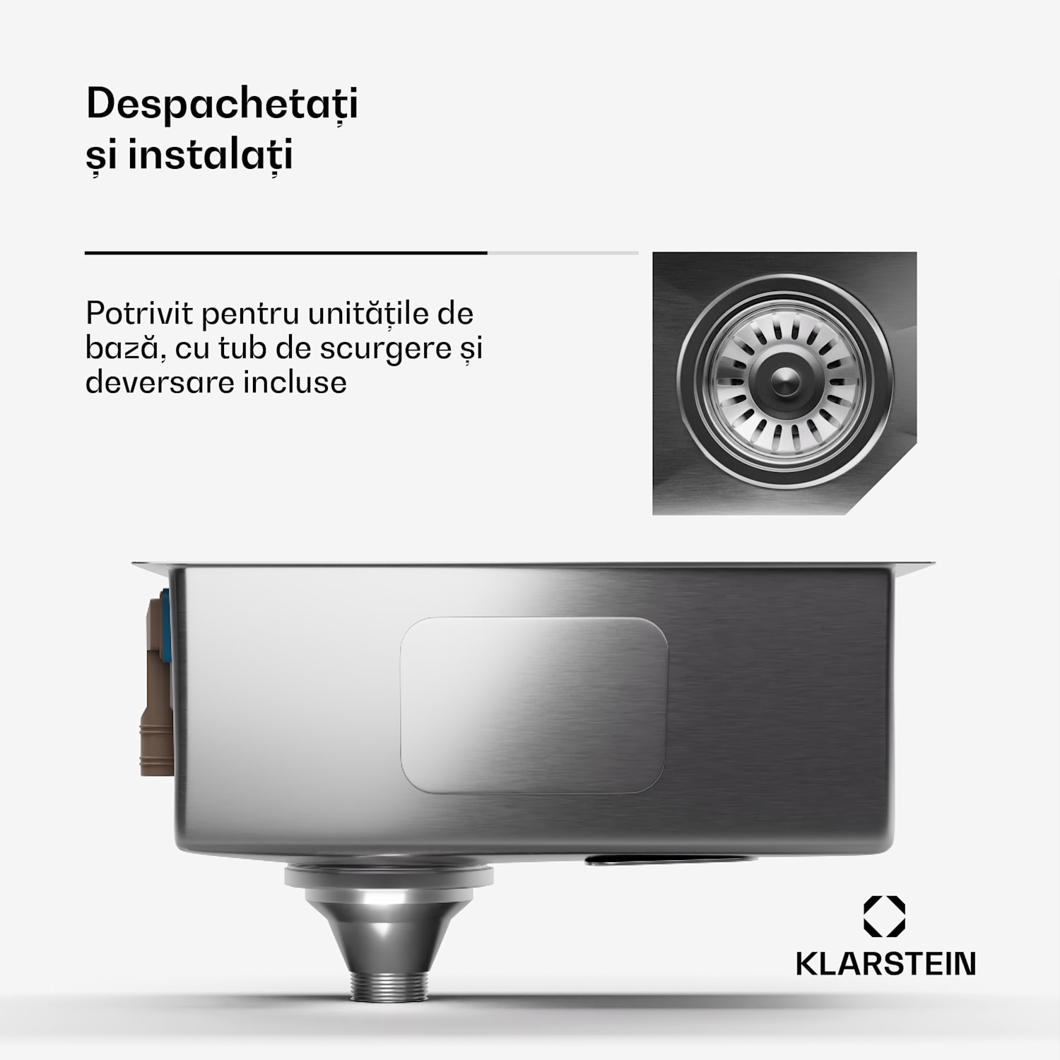 TitanSteel Chiuvetă de bucătărie 45 x 23 cm (Lxl) cu suprafață rezistentă la rugină, zgârieturi și căldură 18 x 40 cm | Oțel inoxidabil