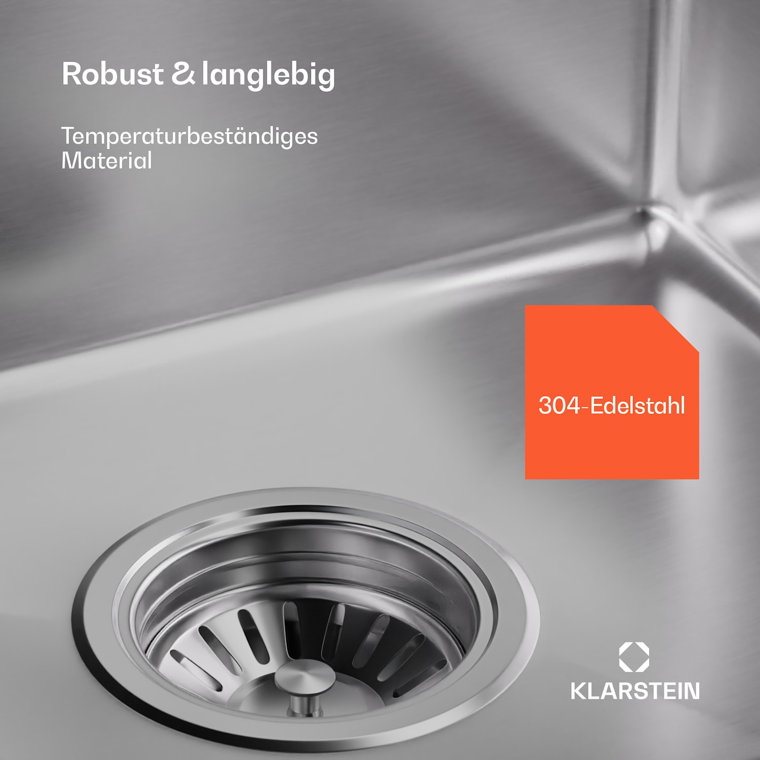 Évier de cuisine TitanSteel de 45 x 39 cm (Lxl) en acier inoxydable avec surface résistante aux rayures et à la chaleur 34 x 40 cm | Acier Inoxydable