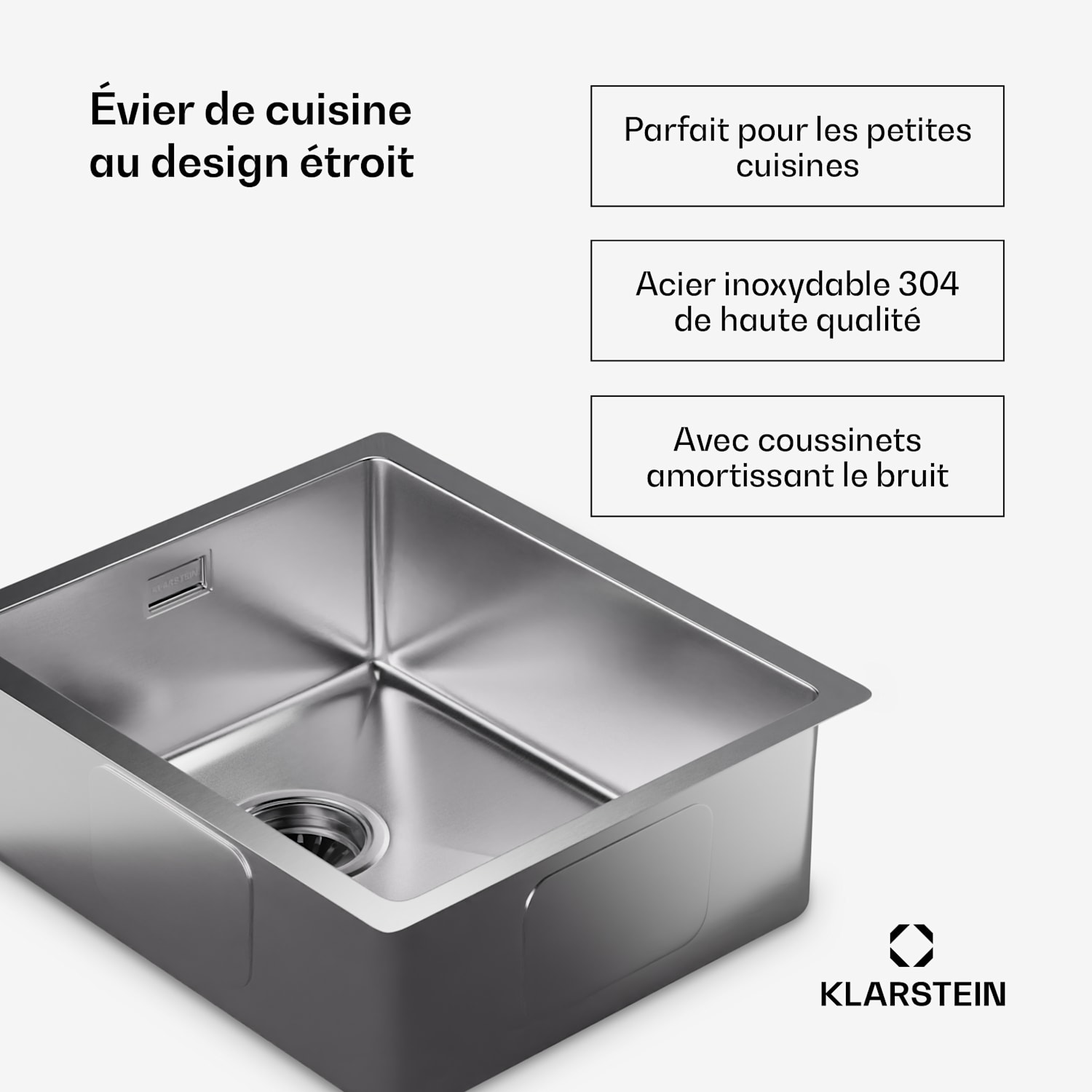 TitanSteel gootsteen van 45 x 39cm (LxB) roestvrij, krasvast en hittebestendig oppervlak 34 x 40 cm | Roestvrij Staal