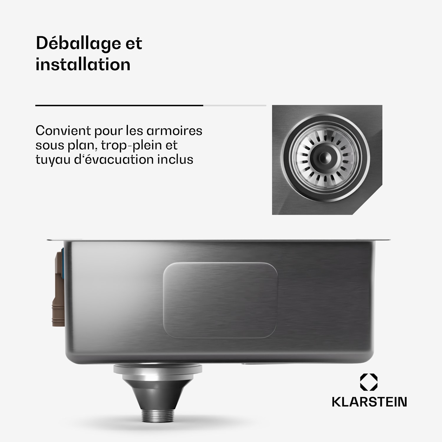 TitanSteel gootsteen van 45 x 39cm (LxB) roestvrij, krasvast en hittebestendig oppervlak 34 x 40 cm | Roestvrij Staal