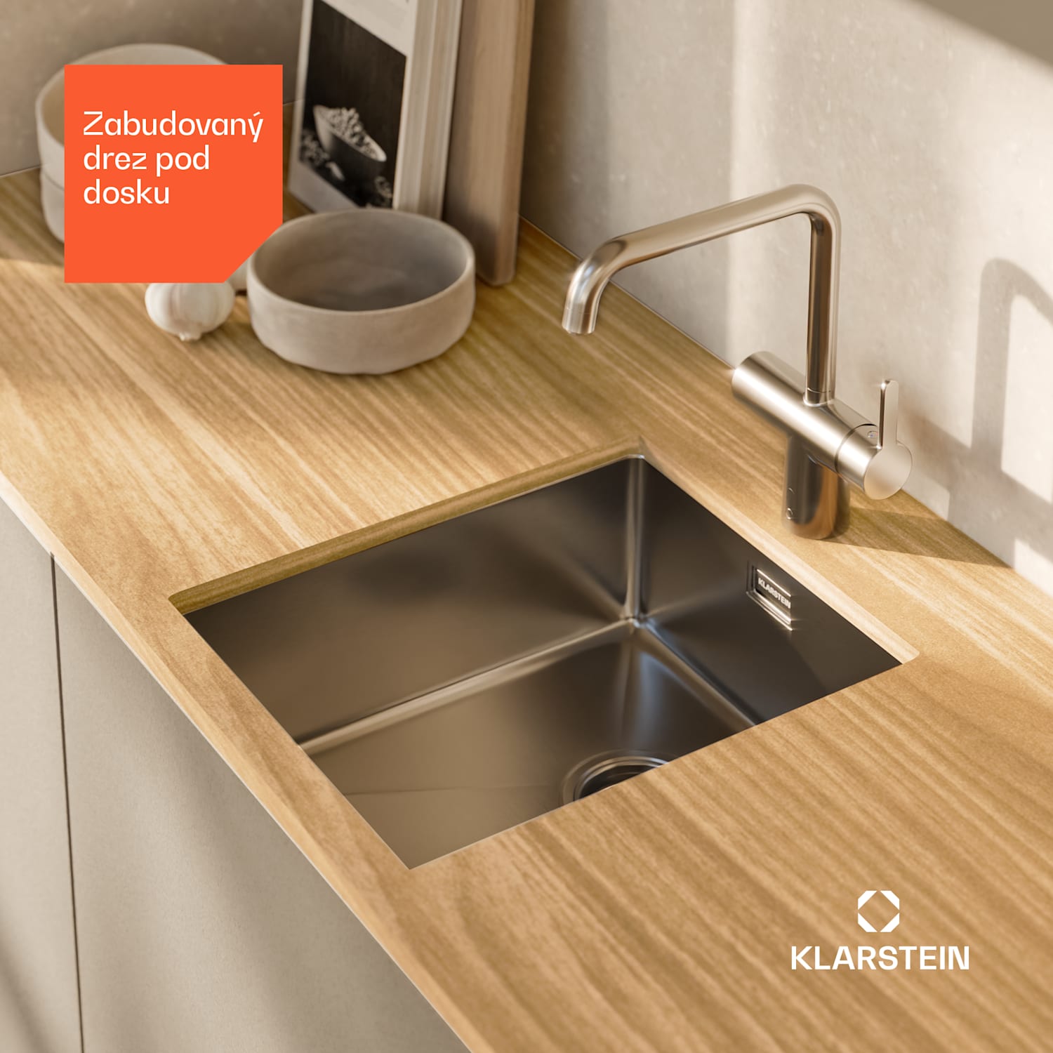 TitanSteel Kuchynský drez 45 x 39 cm (DxŠ) s povrchom odolný voči hrdzi, poškriabaniu a teplu 34 x 40 cm | Nehrdzavejúca oceľ