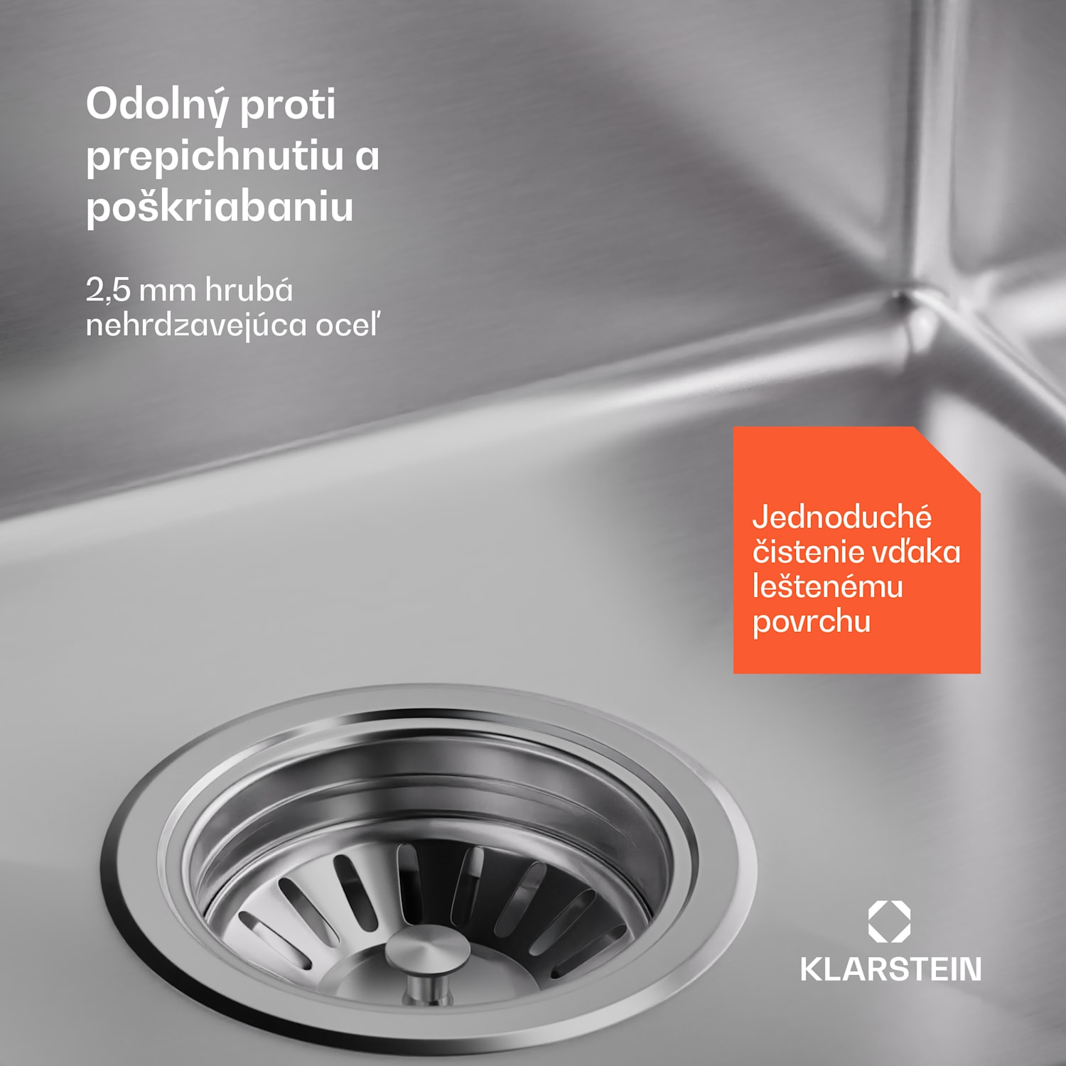 TitanSteel Kuchynský drez 45 x 39 cm (DxŠ) s povrchom odolný voči hrdzi, poškriabaniu a teplu 34 x 40 cm | Nehrdzavejúca oceľ