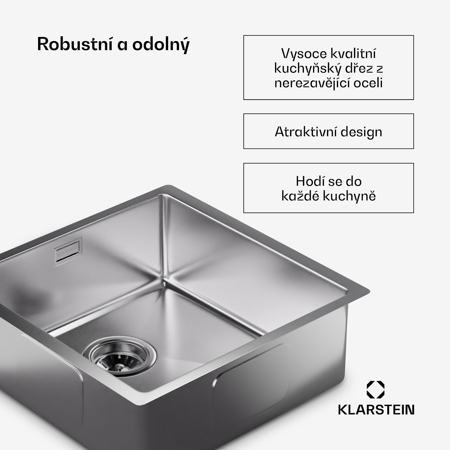 TitanSteel Kuchyňský dřez 45 x 45 cm (DxŠ) s povrchem odolný vůči rzi, poškrábání a teplu