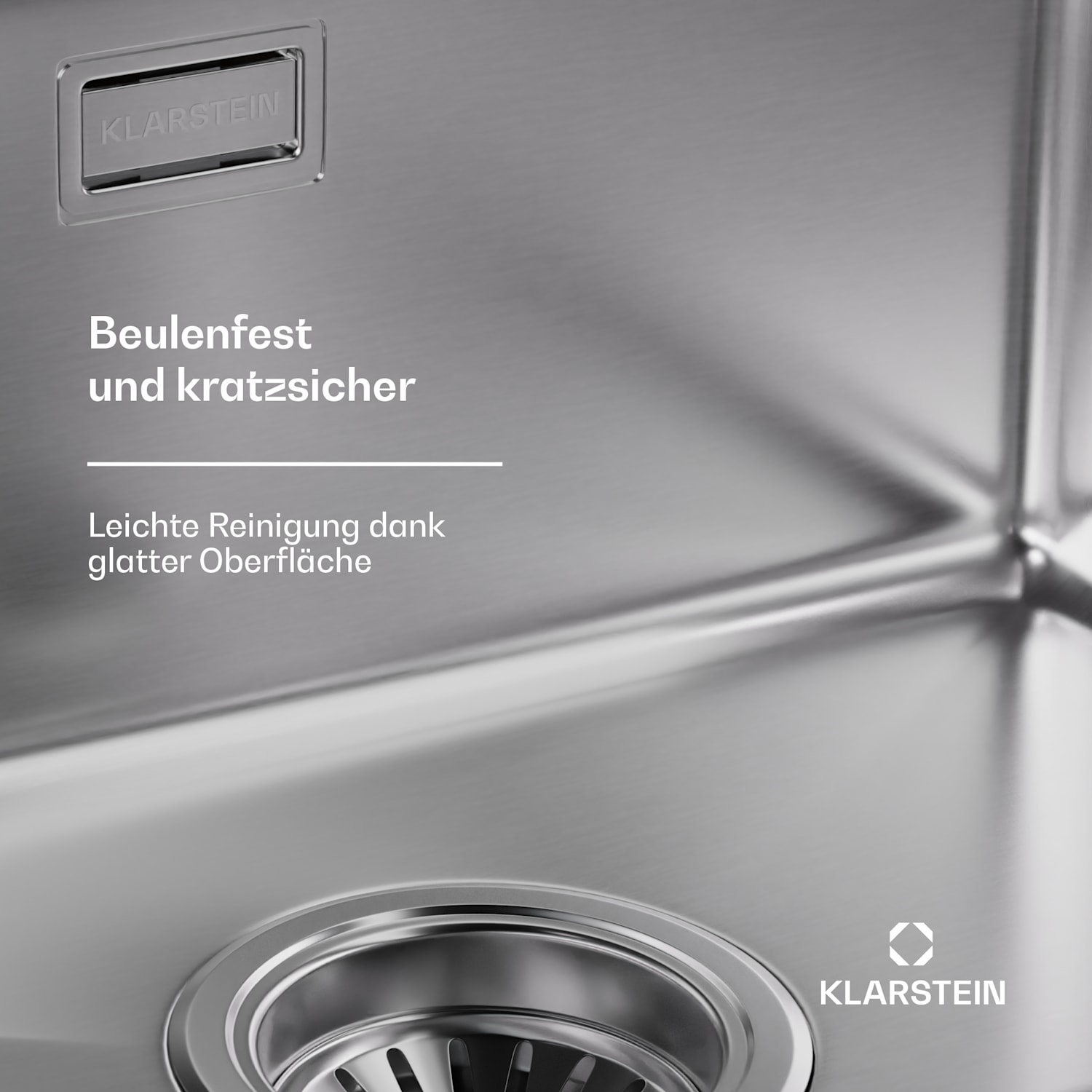 Évier de cuisine TitanSteel de 45 x 45 cm (Lxl) en acier inoxydable avec surface résistante aux rayures et à la chaleur 