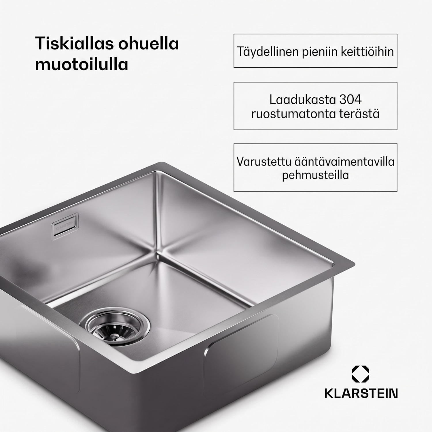TitanSteel-tiskiallas, jonka mitat ovat 45 x 45 cm (pituus x leveys), valmistettu ruostumattomasta teräksestä, naarmuuntumaton ja kuumuutta kestävä pinta 40 x 40 cm | Ruostumaton Teräs