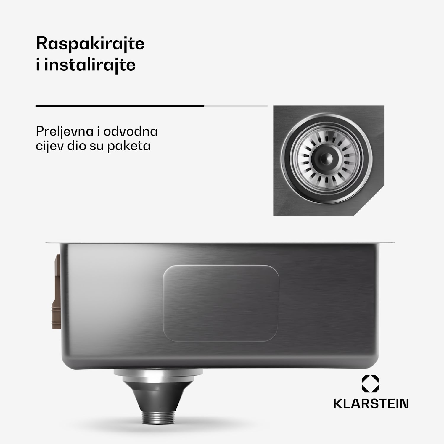 TitanSteel kuhinjski sudoper 45 x 45 cm (DxŠ) s površinom otpornom na hrđu, ogrebotine i toplinu